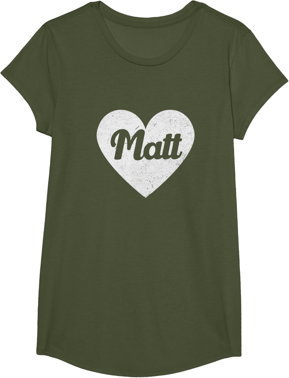 I Heart Matt - First Names And Hearts, I Love Matt T-Shirt - Girls Olive Green