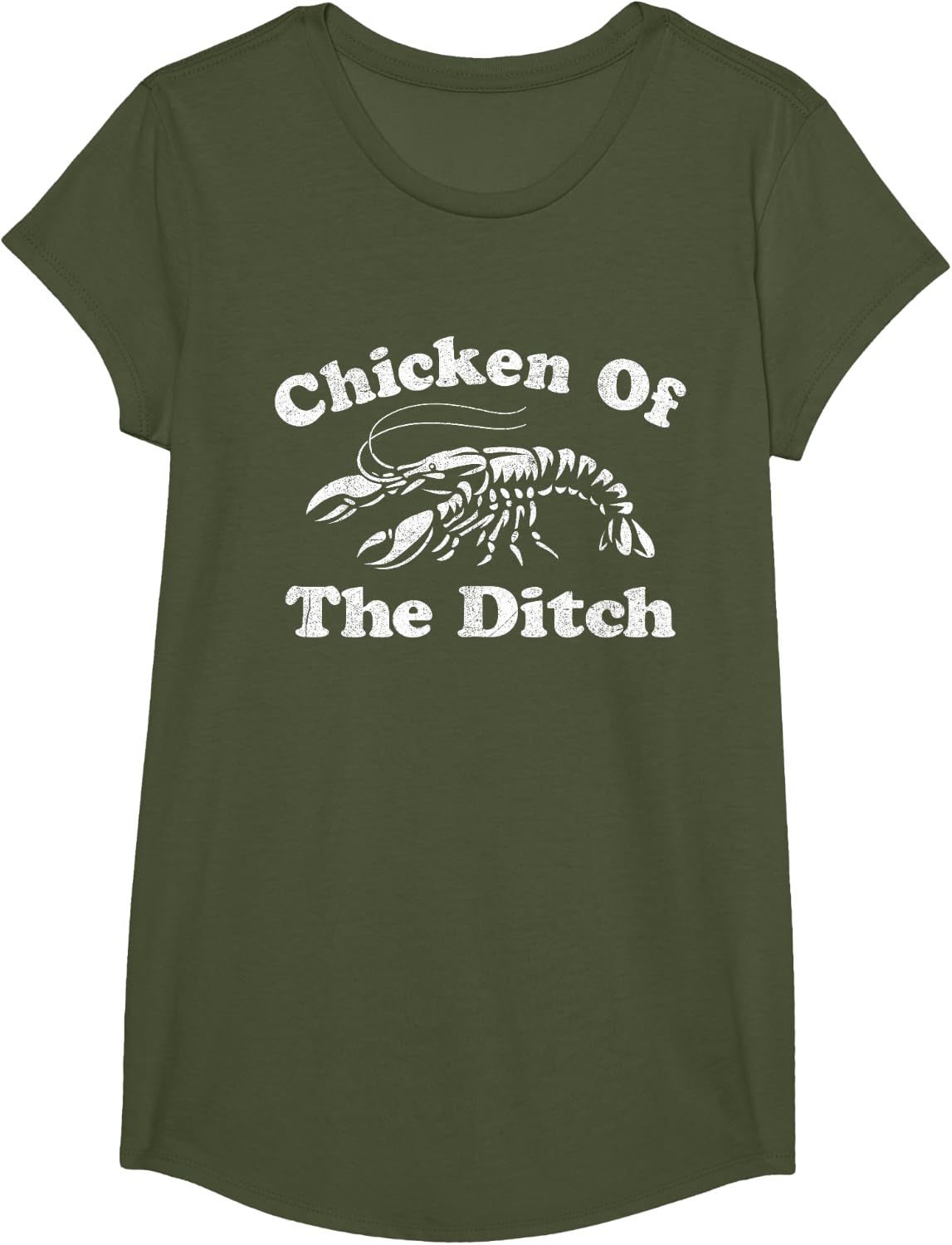 Chicken Of The Ditch Funny Crawfish Boil Cajun Mardi Gras T-Shirt - Girls Olive Green