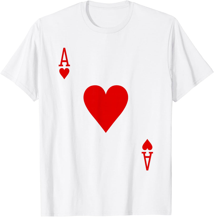 Ace of Hearts T-Shirt Playing Card Halloween Costume T-Shirt - White