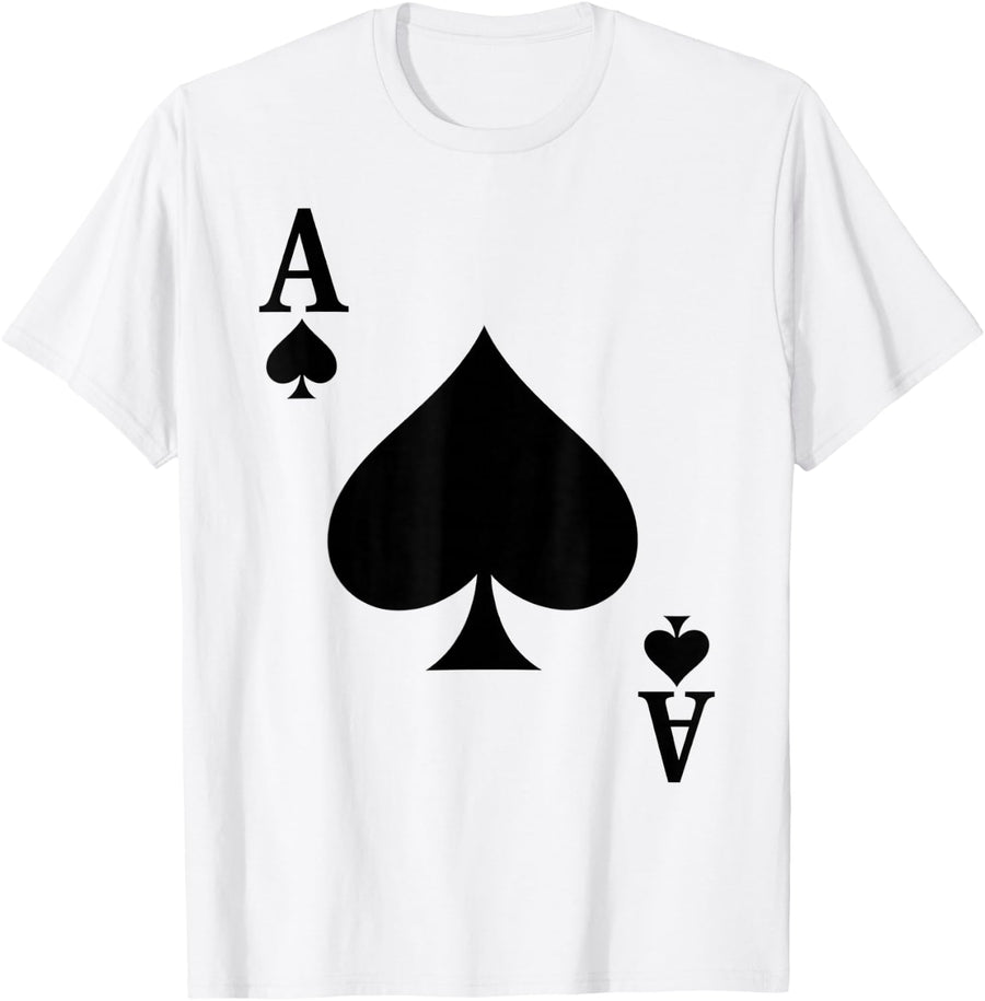 Poker Card Halloween Costume Funny Easy Playing Card Outfit T-Shirt - White