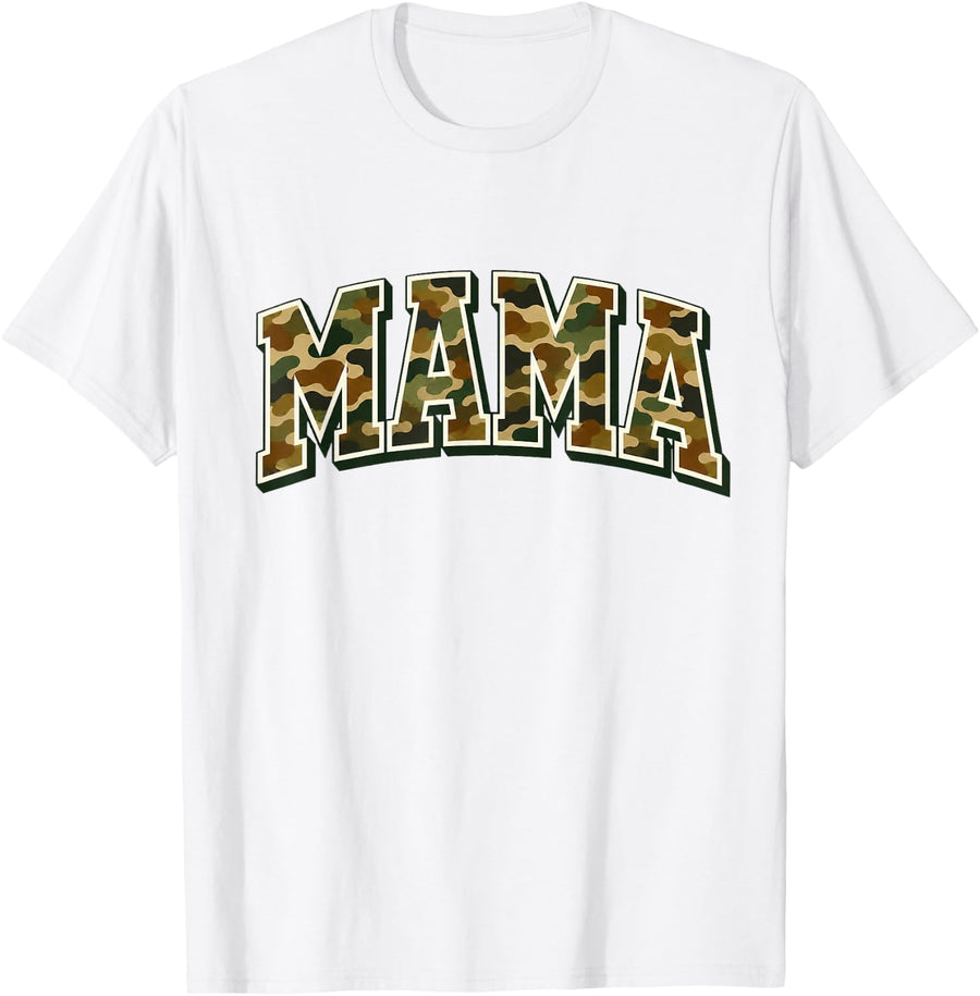 Funny Camo Mama Hunting Mom Deer Duck Hunter Outdoors T-Shirt - White