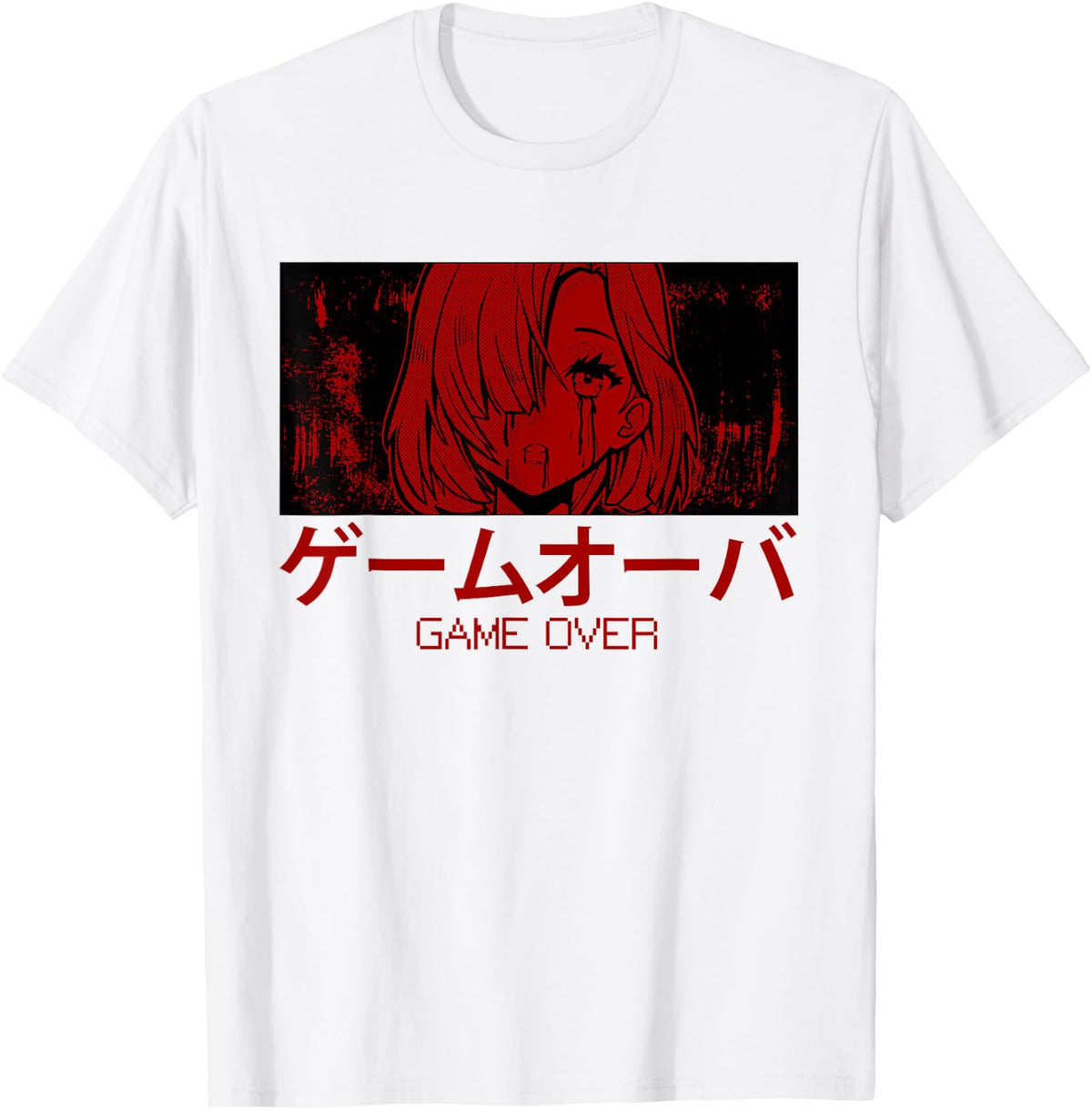 Game Over Anime Girl Aesthetic Soft Grunge Harajuku T-Shirt - White