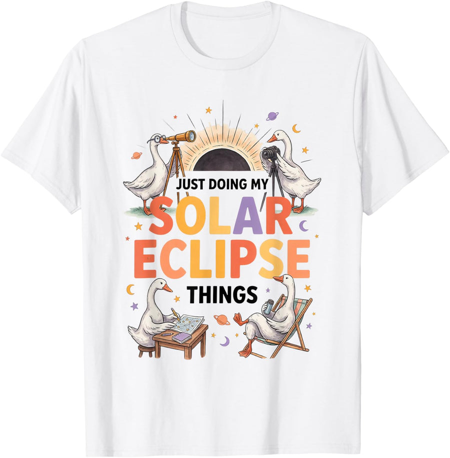 Solar Eclipse Astronomy Celestial Alignment Umbra Penumbra T-Shirt - White