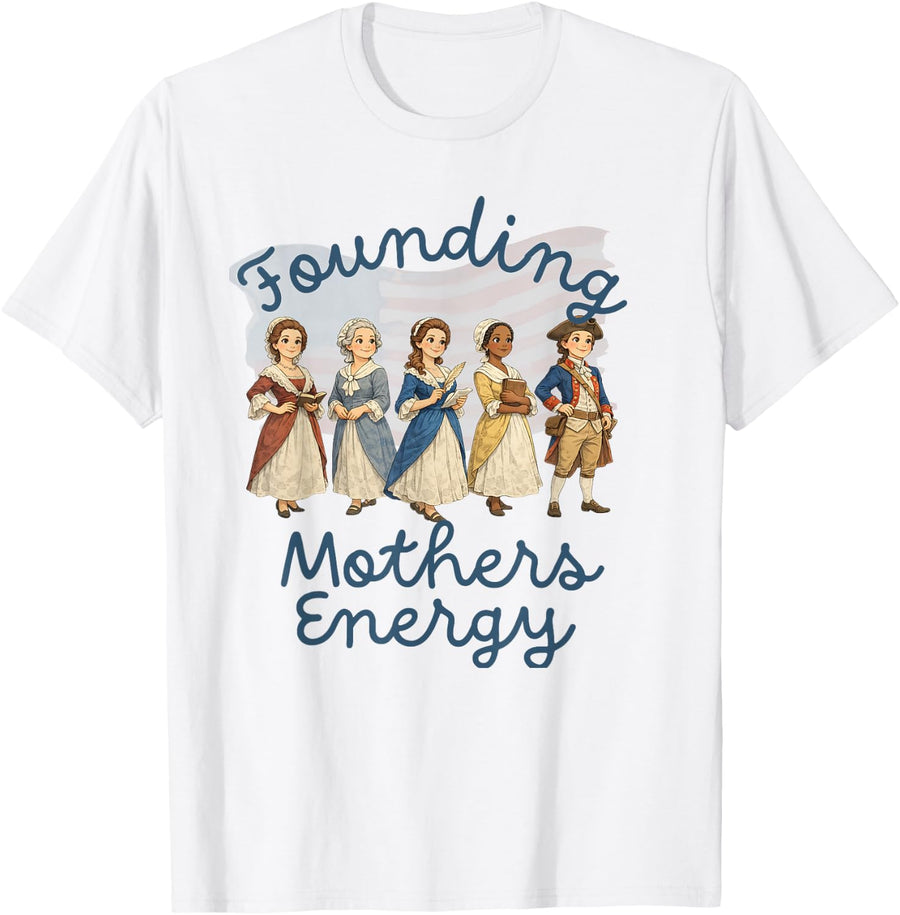 Founding Mothers, Girly Patriotic T-Shirt - White