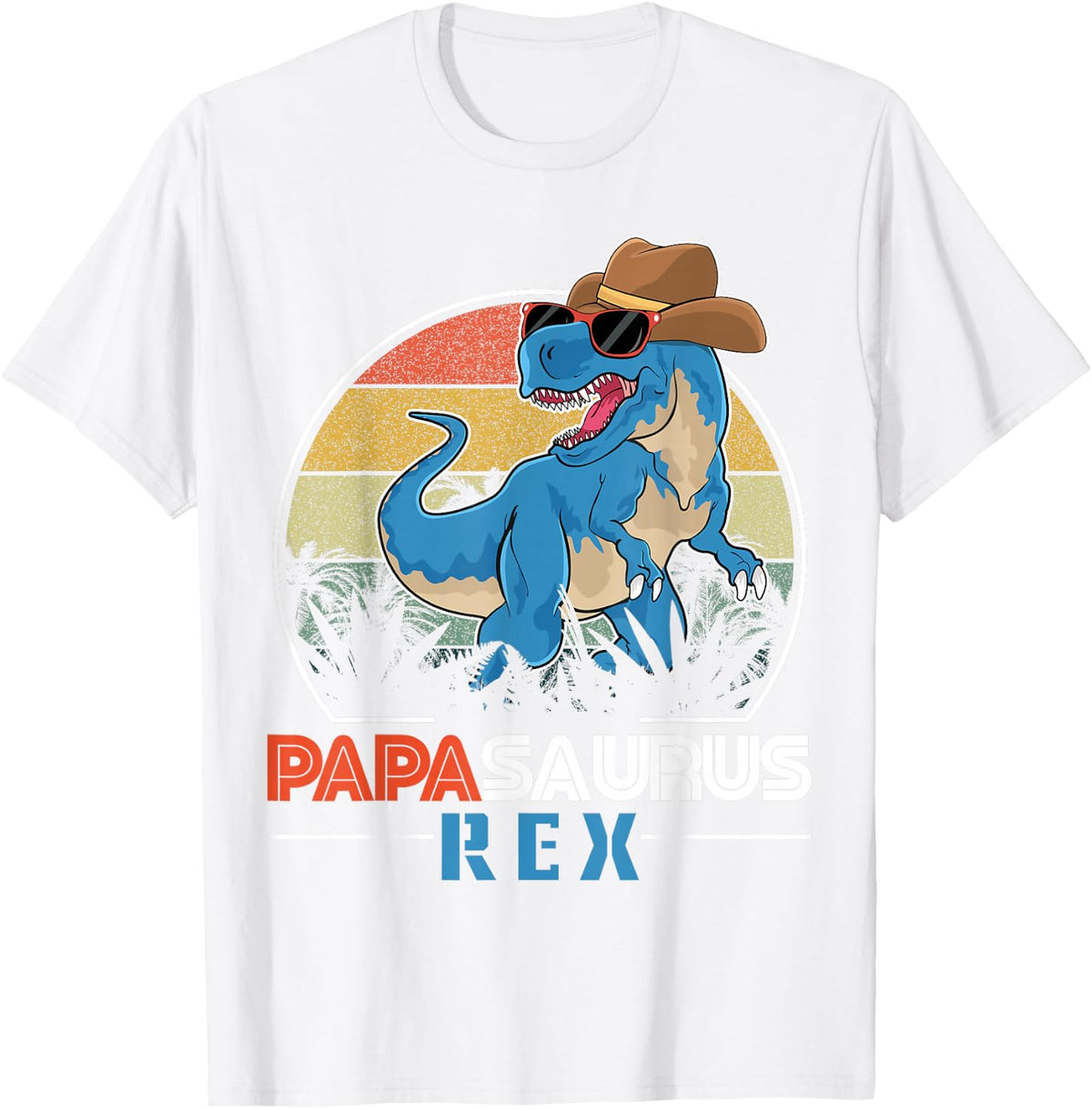 Papasaurus Rex Dinosaur Daddy Father Dad Fathers Day T-Shirt - White