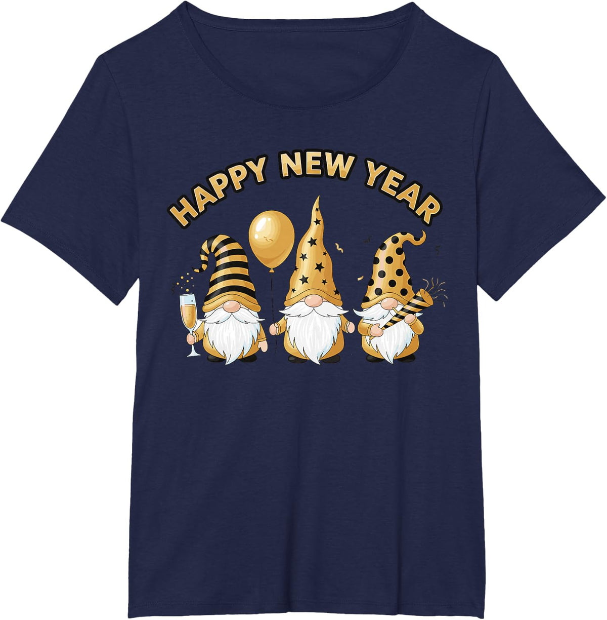 NYE Gnome Shirts for Women, Happy New Year 2026 Party T-Shirt - Navy Blue