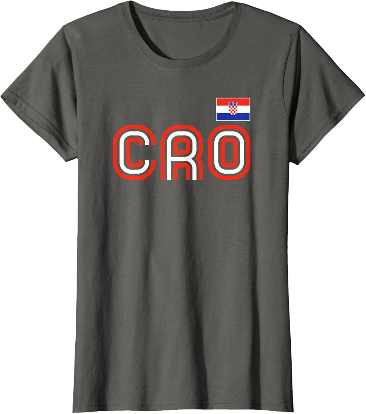Croatia Flag Retro International Country Croatian Pride T-Shirt - Asphalt Grey