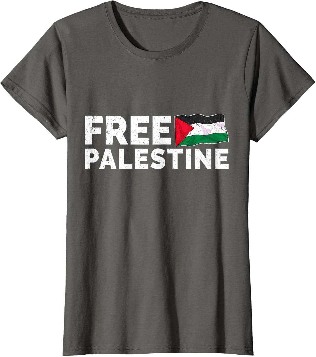 Free Palestine Gaza Flag Arabic - Freedom for Palestinians T-Shirt - Asphalt Grey
