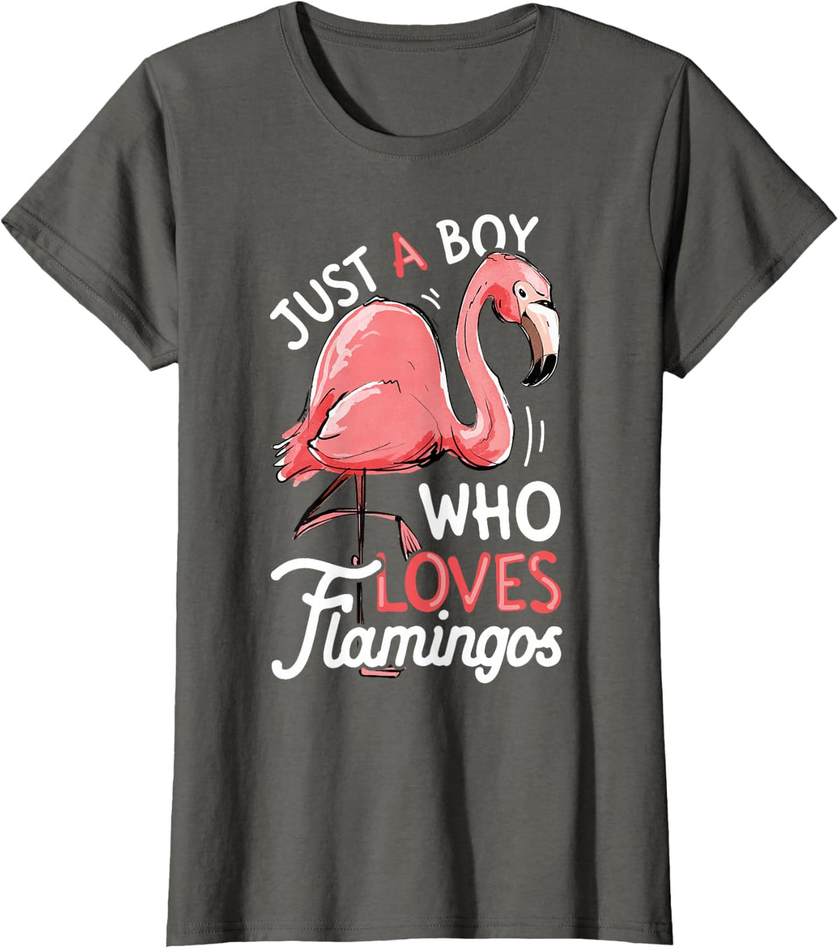 Flamingo Just A Boy Who Loves Flamingos Pink Bird Lovers Men T-Shirt - Asphalt Grey