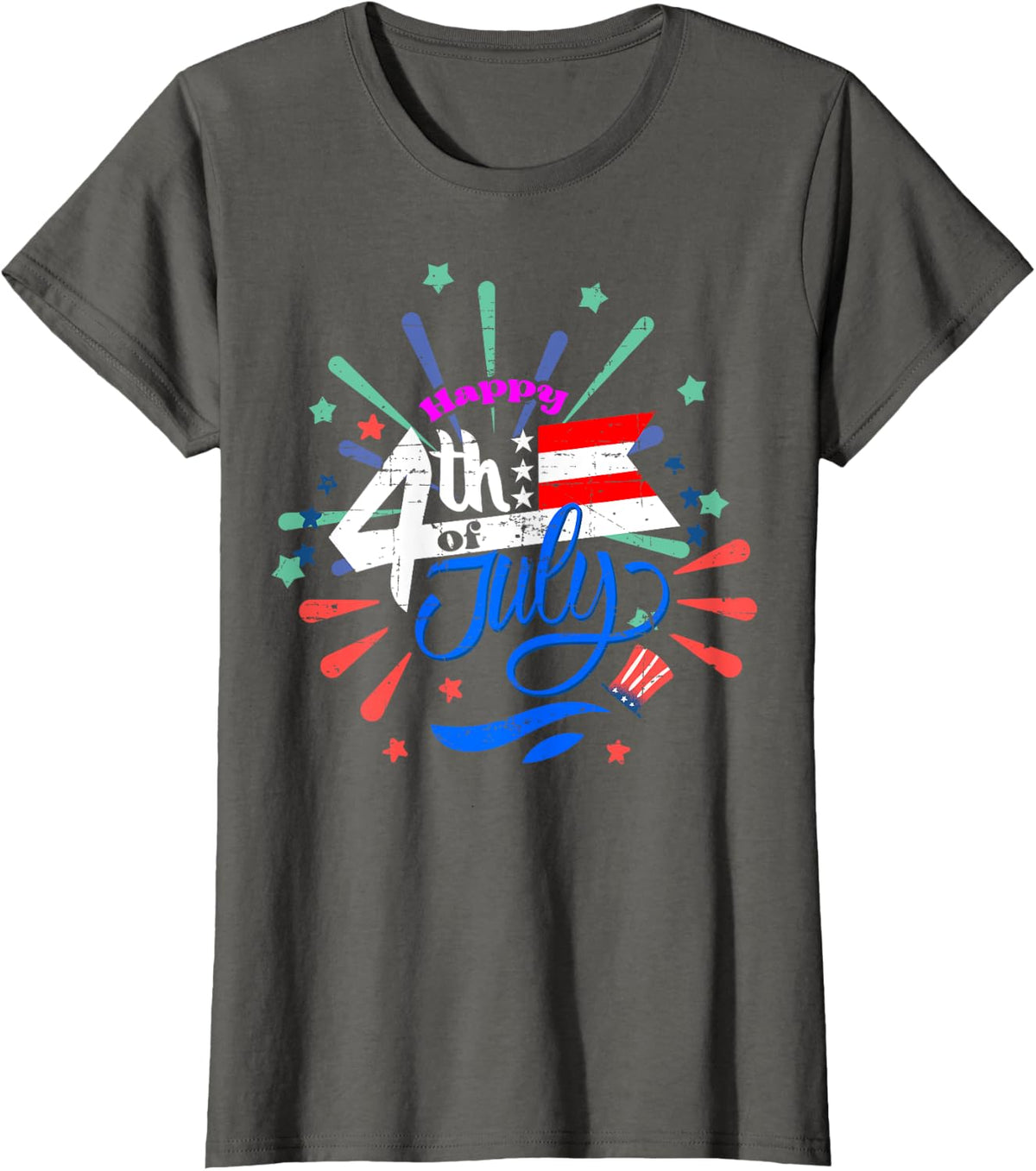 Independence Day - 4th of July - USA Flag T-Shirt - Asphalt Grey