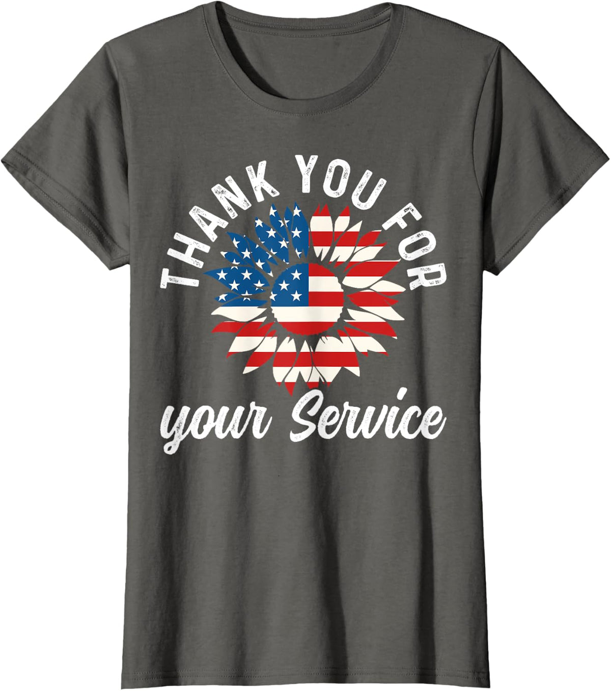 Thank You Veterans Thank You For Your Service Patriotic T-Shirt - Asphalt Grey