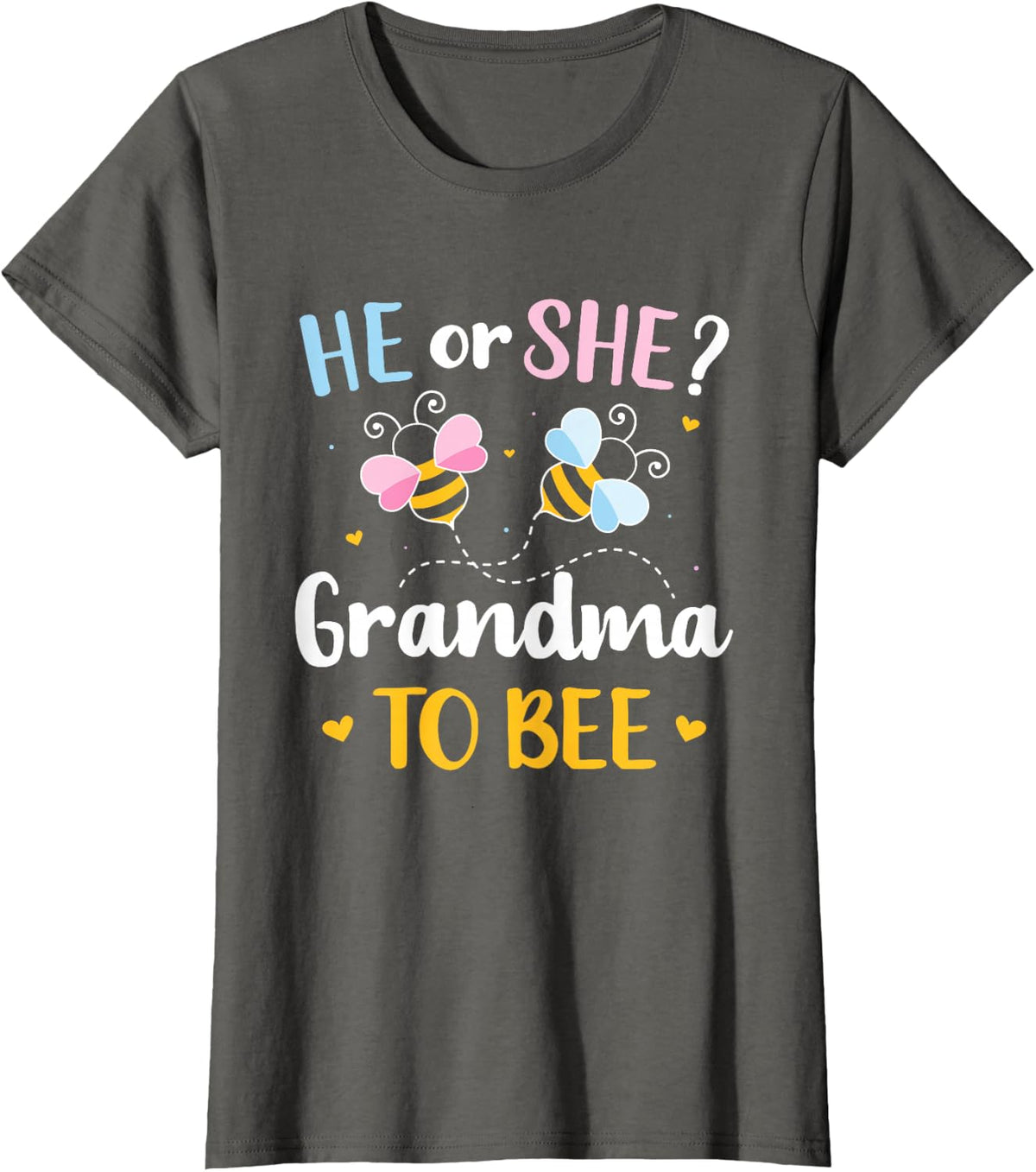 Gender Reveal he or she Grandma Matching Family Baby Party T-Shirt Small - Asphalt Grey