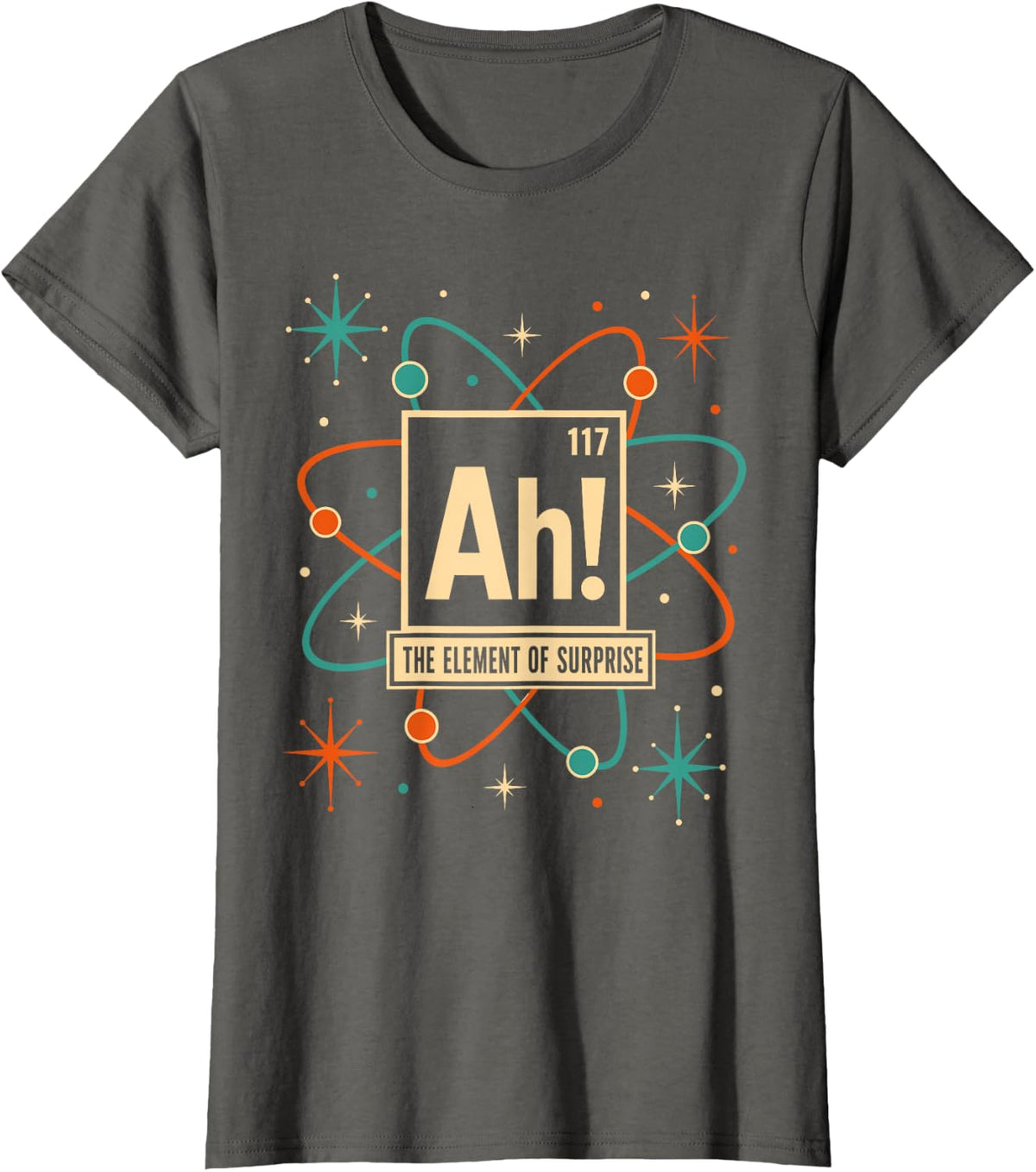 Ah the Element of Surprise Chemistry Atomic T-Shirt - Asphalt Grey