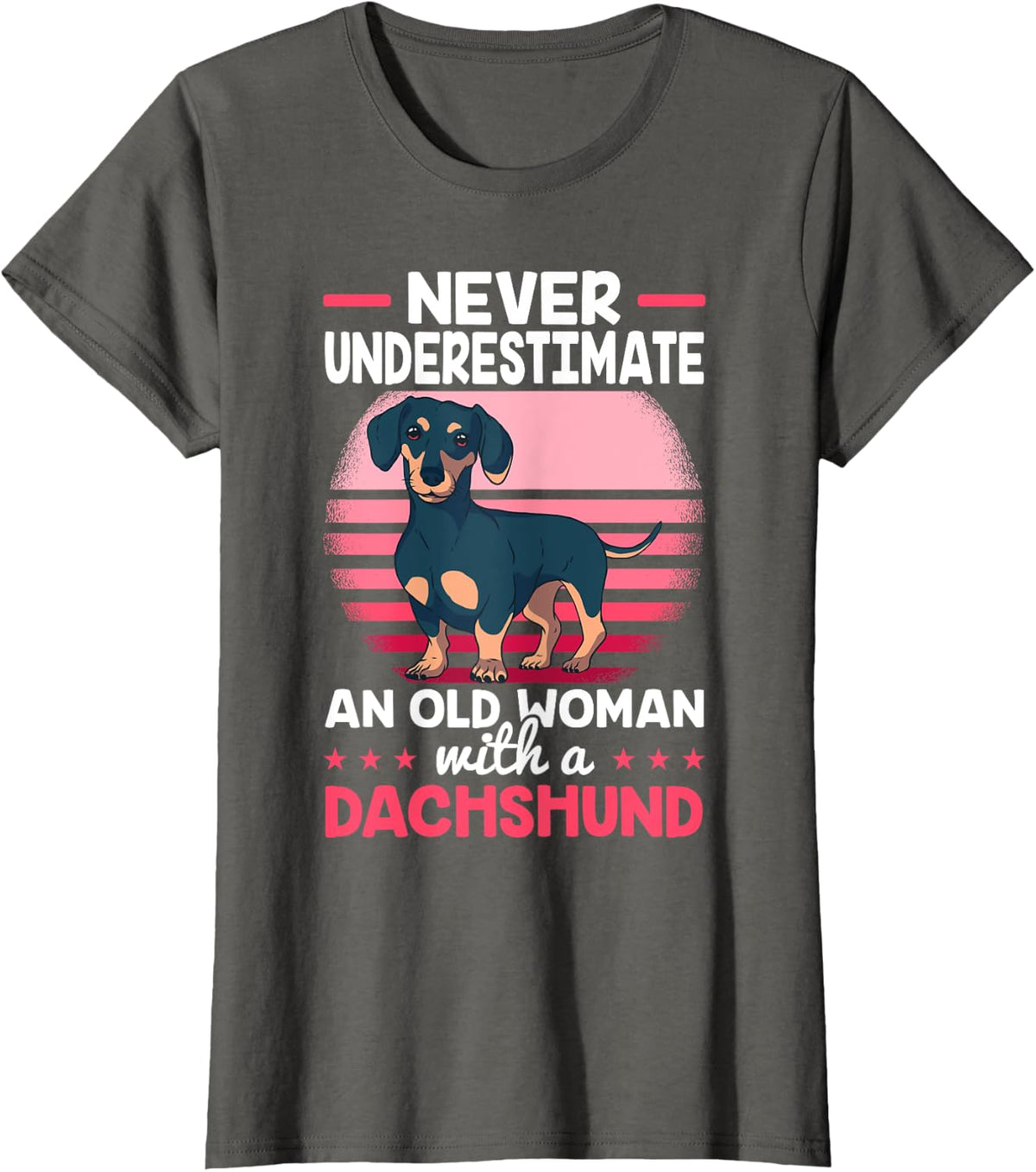 Womens Weiner Dog Miniature Dachshund Puppies Sausage Dog Doxie T-Shirt - Asphalt Grey