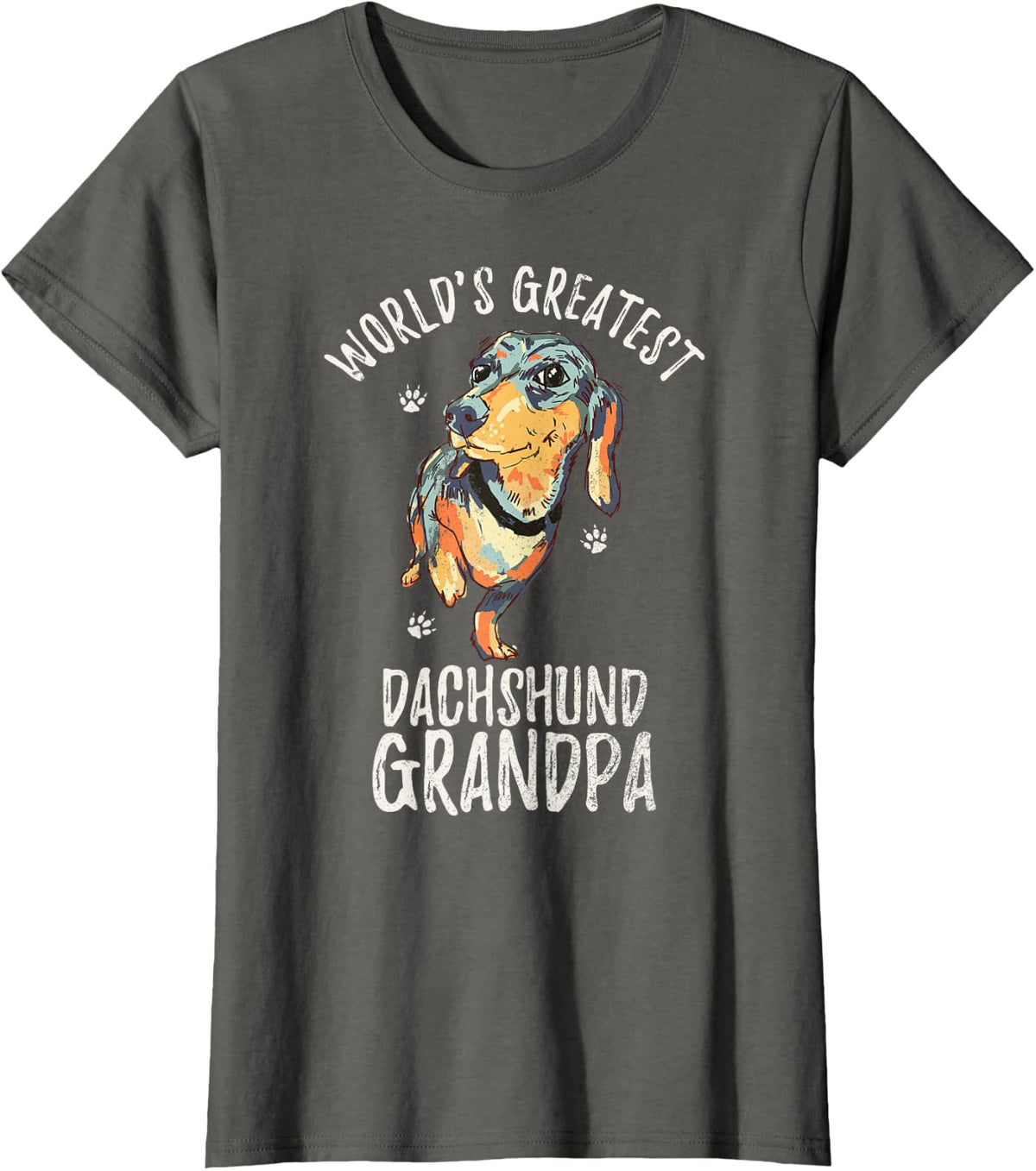 World's Greatest Dachshund Grandpa Funny Dog Wiener Lover T-Shirt - Asphalt Grey