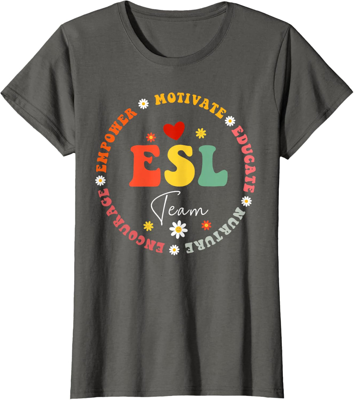 ESL Team Teacher English As A Second Language Squad Linguist T-Shirt - Asphalt Grey