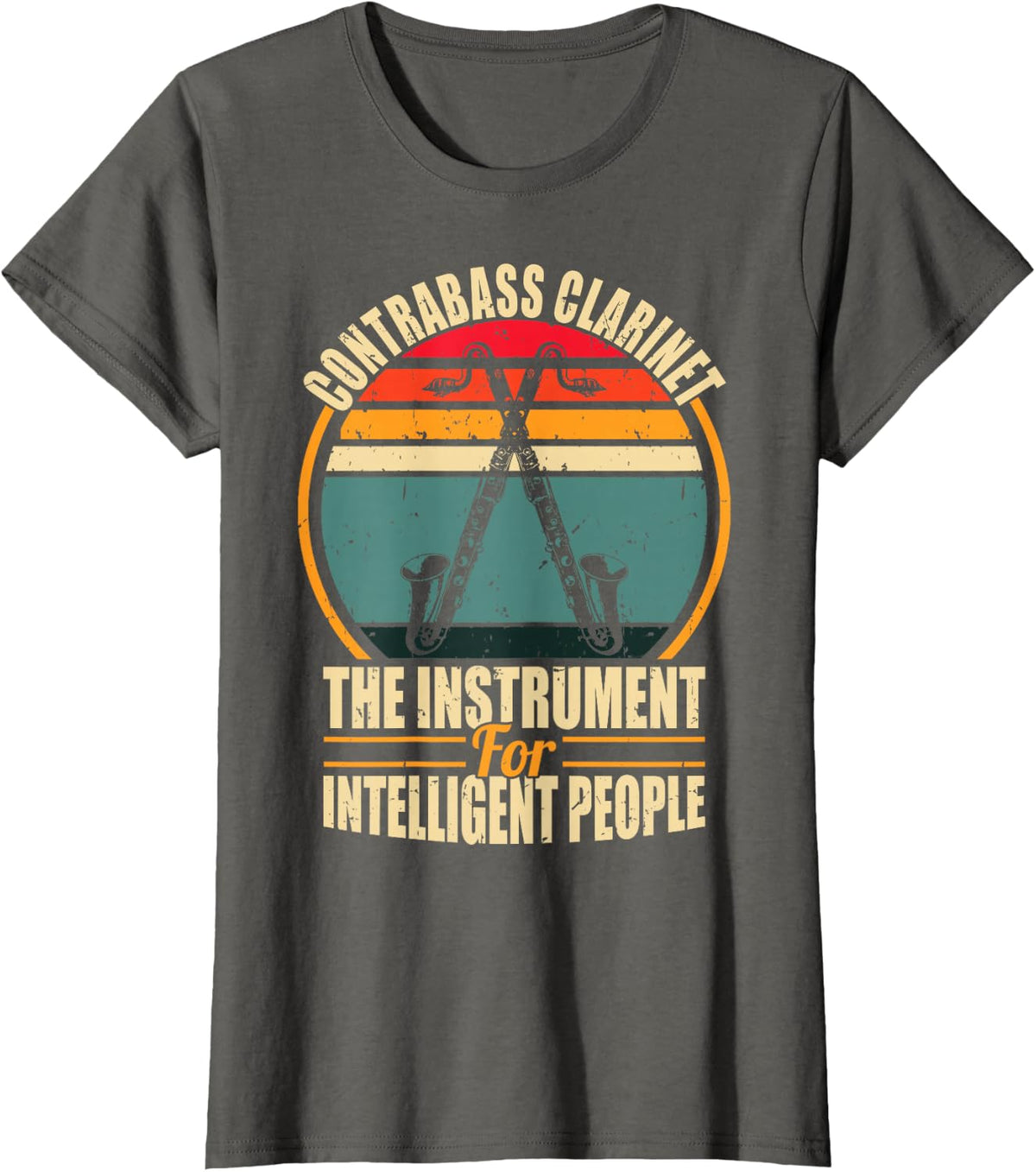 Vintage Contrabass Clarinet Players Gift For A Clarinetist T-Shirt - Asphalt Grey