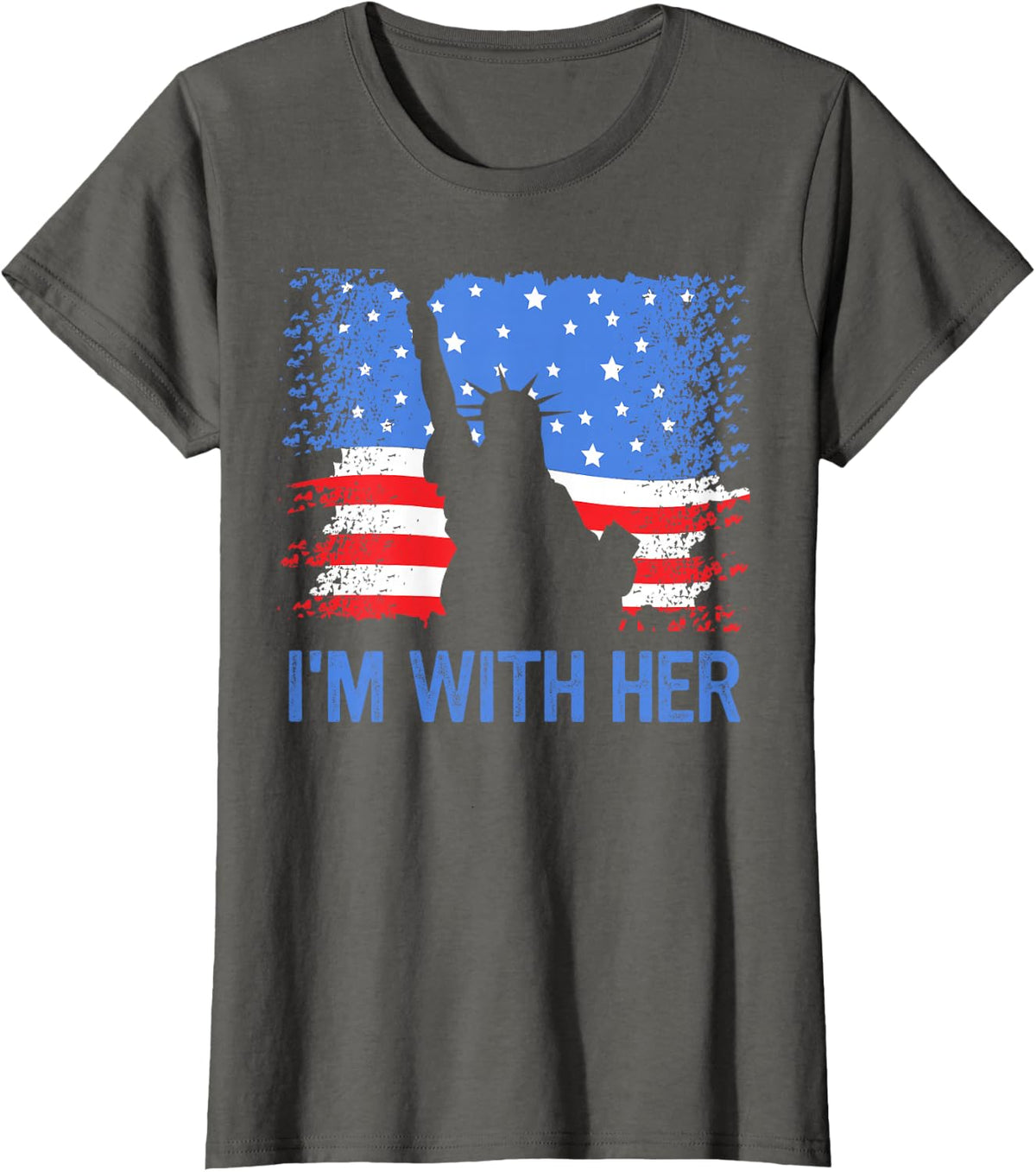 4th of July I'm with Her USA American Flag T-Shirt - Asphalt Grey
