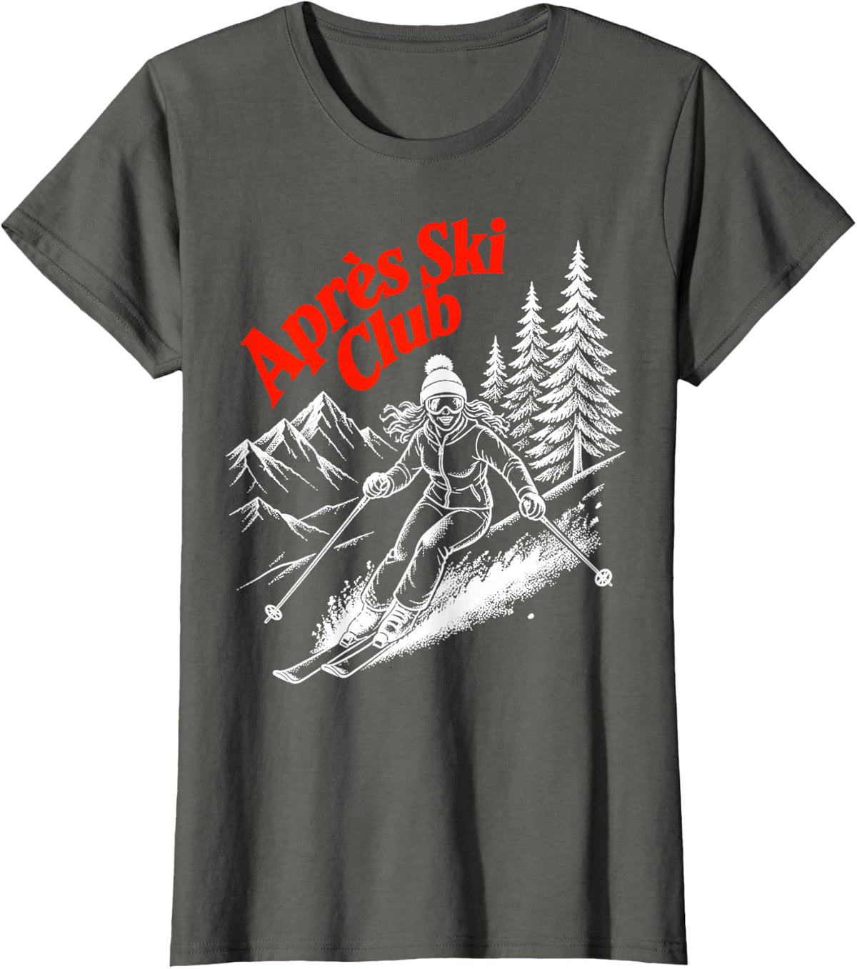 Skiing Apres Ski Winter Sports Skier T-Shirt - Asphalt Grey