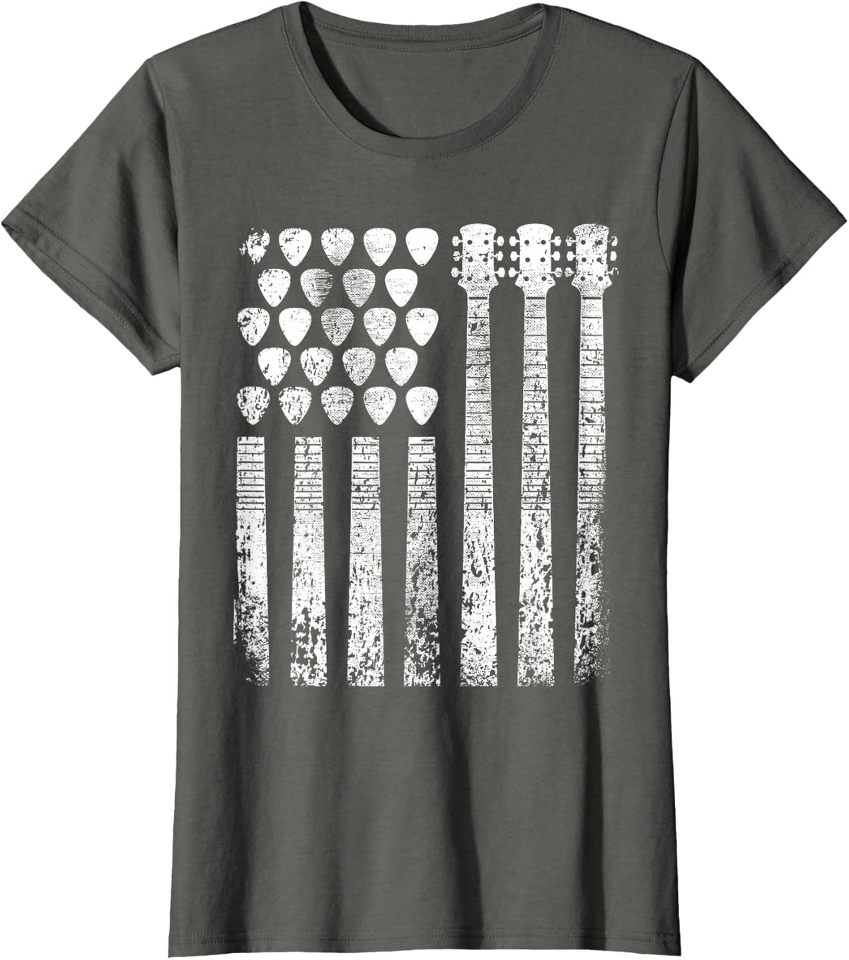 USA Guitar American Guitarist American Flag Guitar T-Shirt - Asphalt Grey