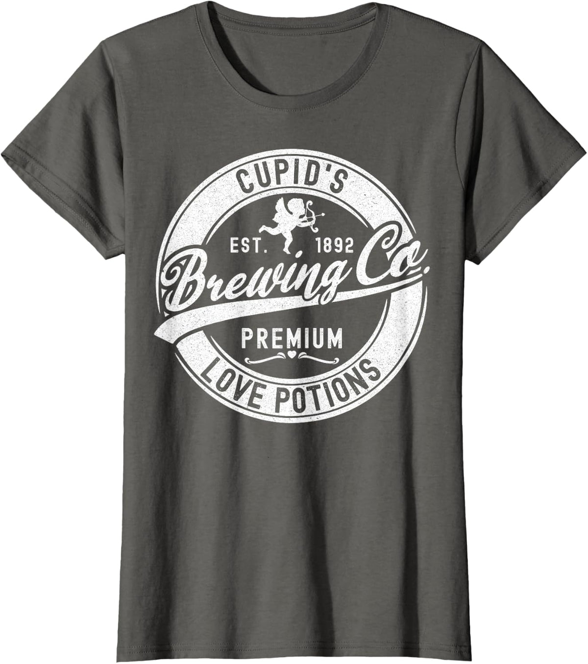 Cupid's Brewing Co. - Funny Valentine's Day Love Brewery T-Shirt - Asphalt Grey