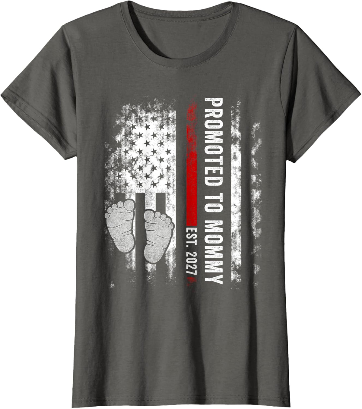 Promoted to Mommy 2027 First Time Mothers New Mom to Be T-Shirt - Asphalt Grey