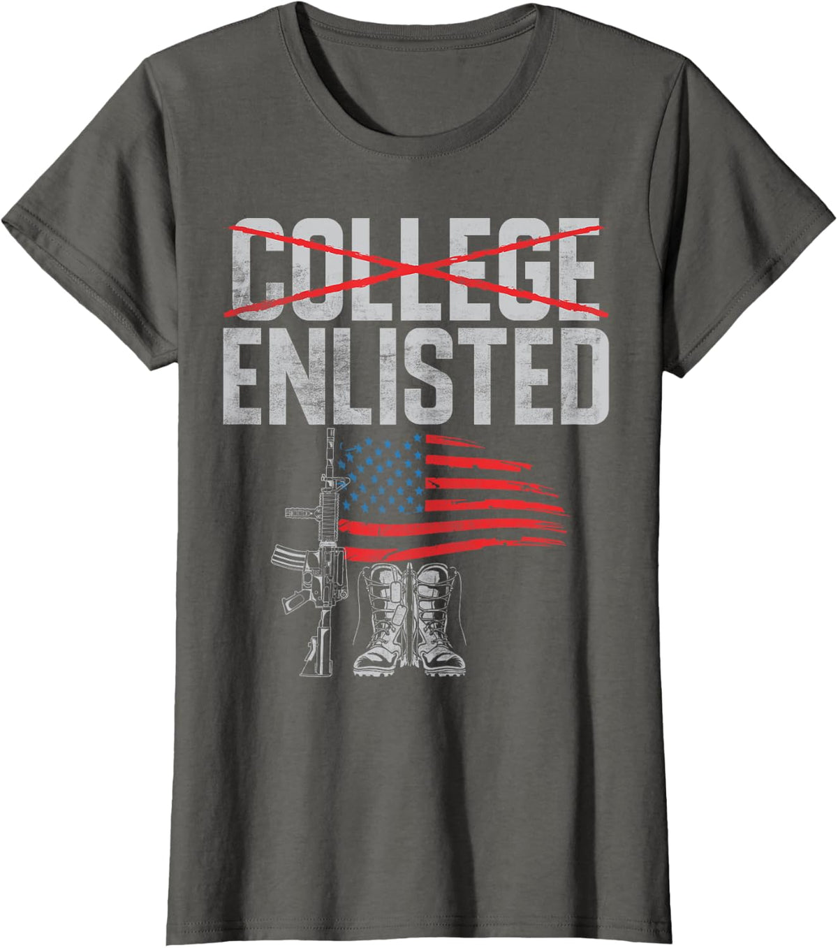 Veterans Day College Enlisted Trending Soldier Women Heroes T-Shirt - Asphalt Grey
