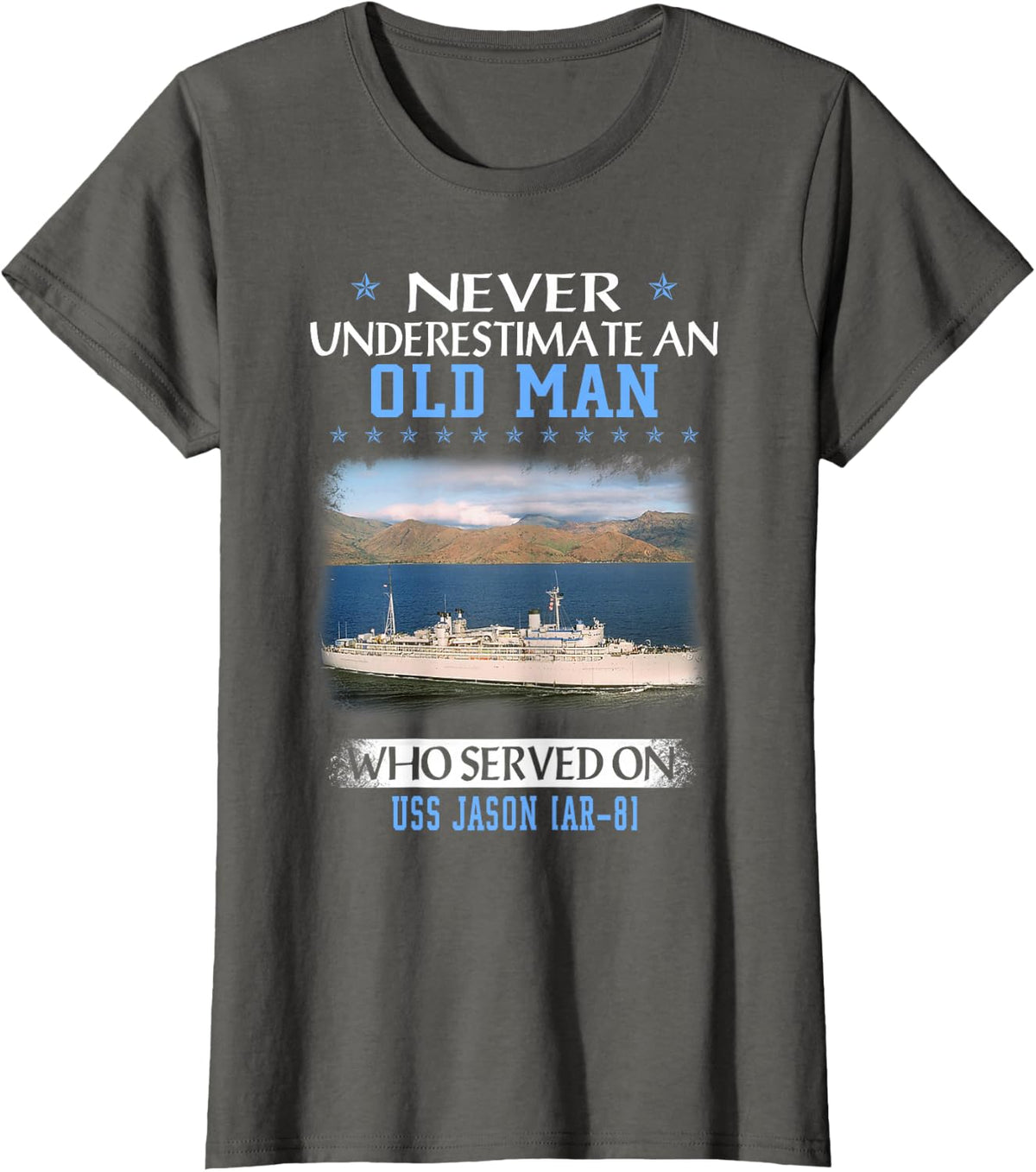 USS Jason AR-8 Veterans Day Father Day T-Shirt - Asphalt Grey