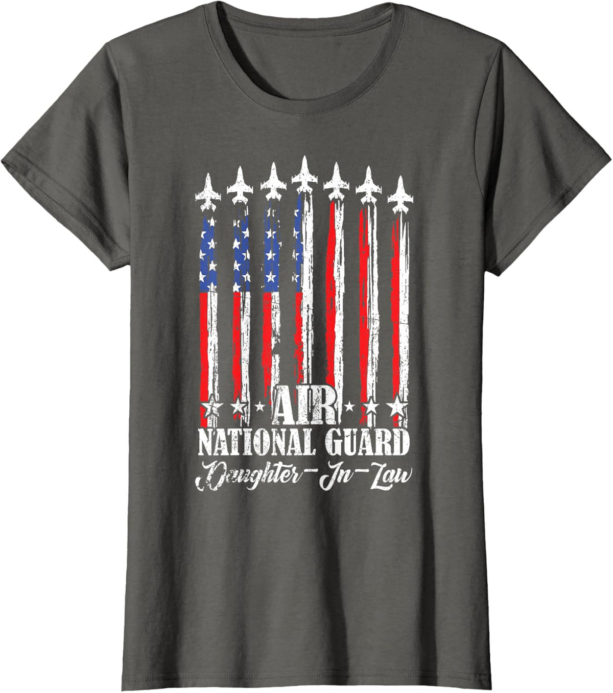 Proud Air National Guard Daughter-in-Law USA Family Matching T-Shirt - Asphalt Grey