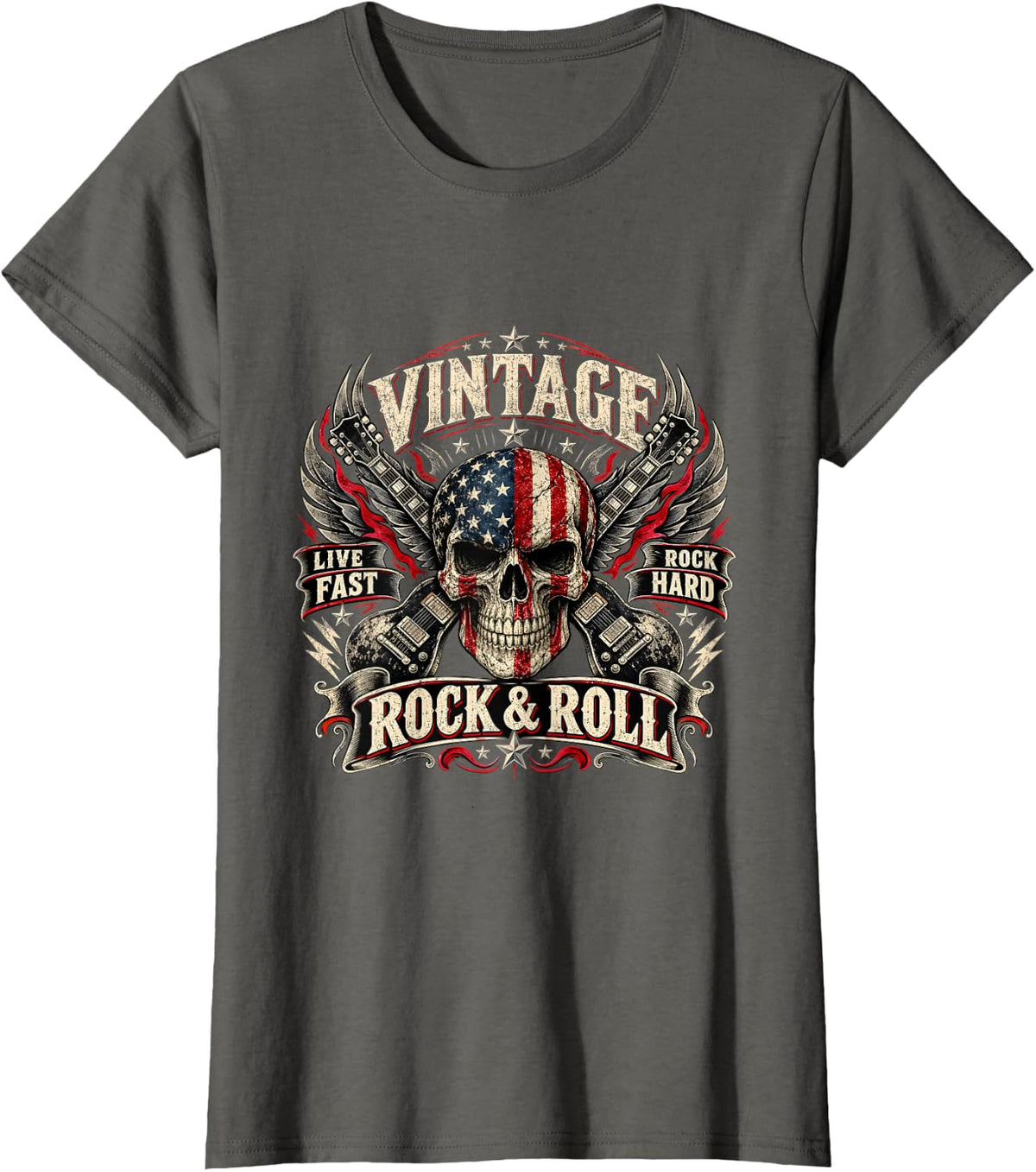 Classic 4th of July Band Aesthetic Star Spangled Art T-Shirt - Asphalt Grey
