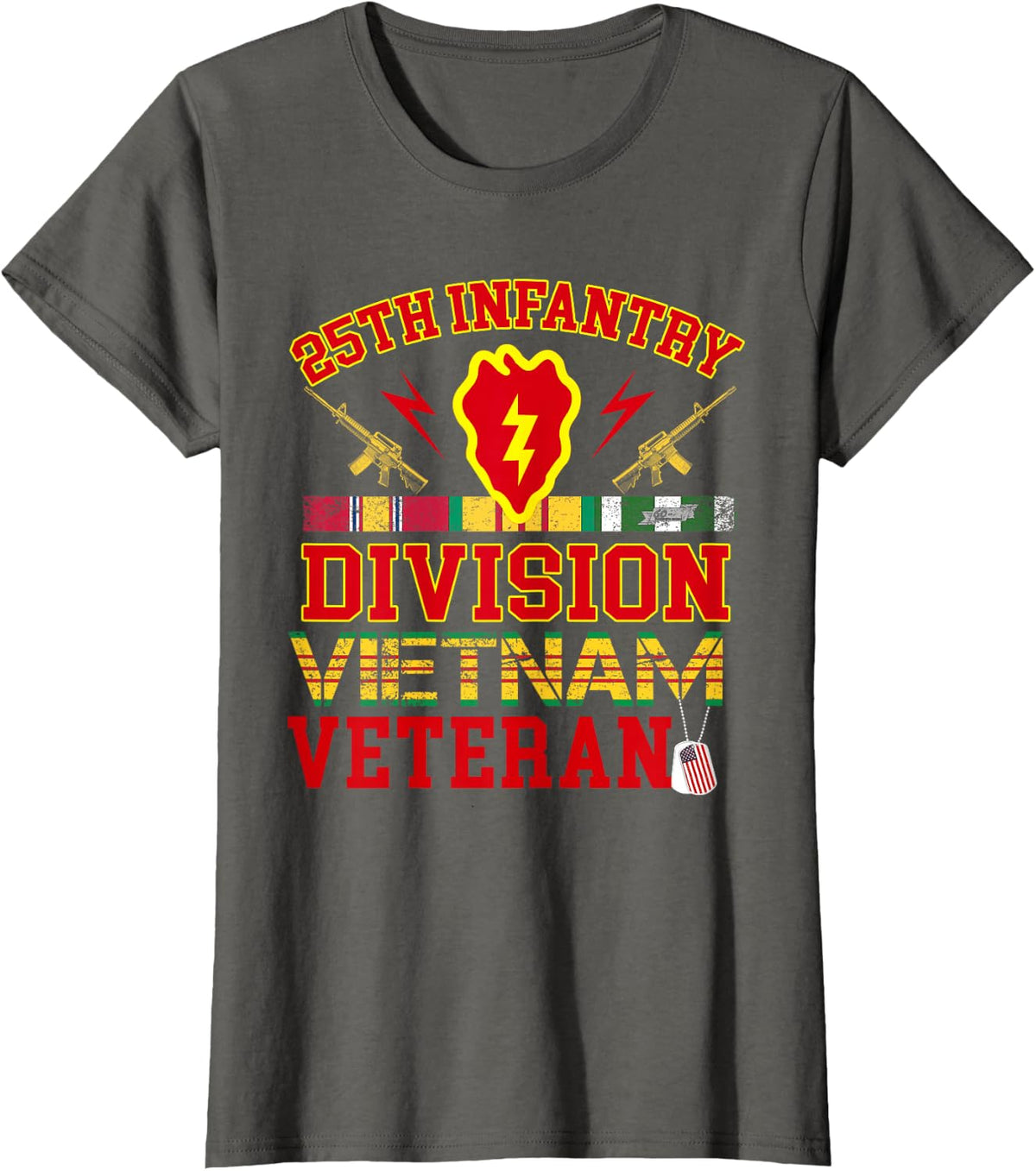 25th Infantry Division Vietnam Veteran T-shirt Veteran Day T-Shirt - Asphalt Grey