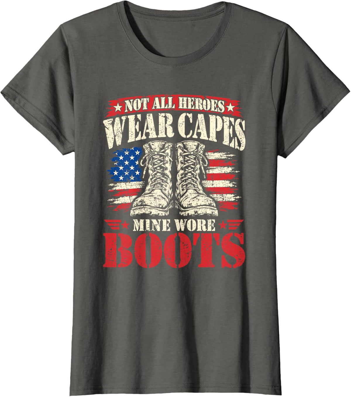 Not All Heroes Wear Capes Mine Wore Boots Wife T-Shirt - Asphalt Grey