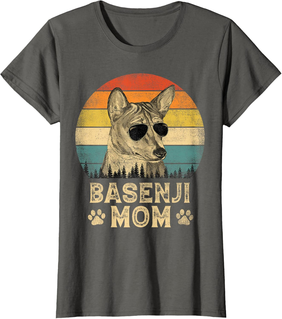 Vintage Basenji Mom Dog Lovers Tees T-Shirts Mothers Day Gift For Women - Asphalt Grey