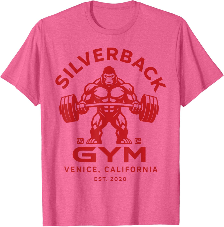 96.4% Silverback Gym Apparel, Venice Beach Fitness, Red T-Shirt - Pink Heather