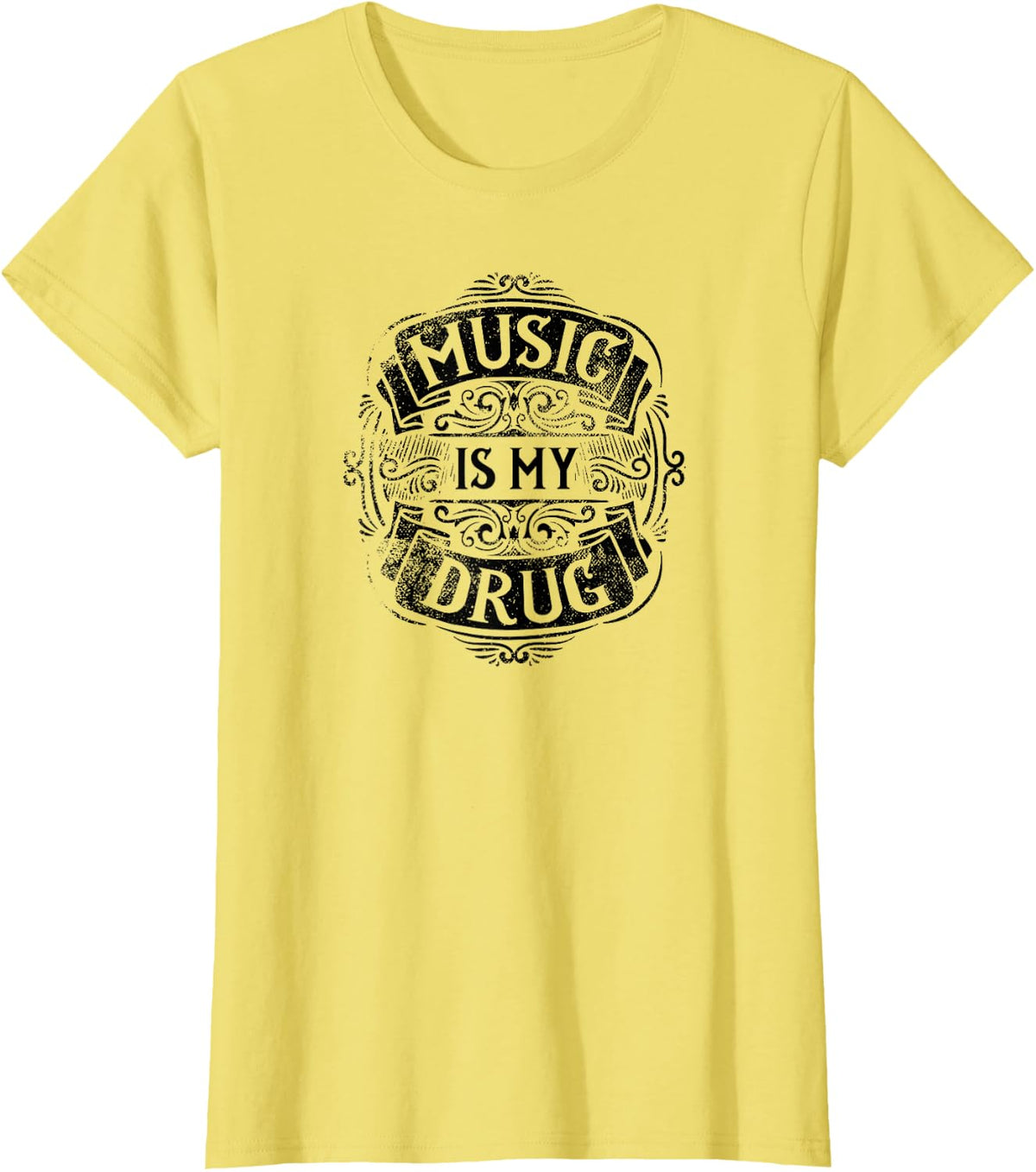 Music Is My Drug Music Lover's T-Shirt - Lemon Yellow