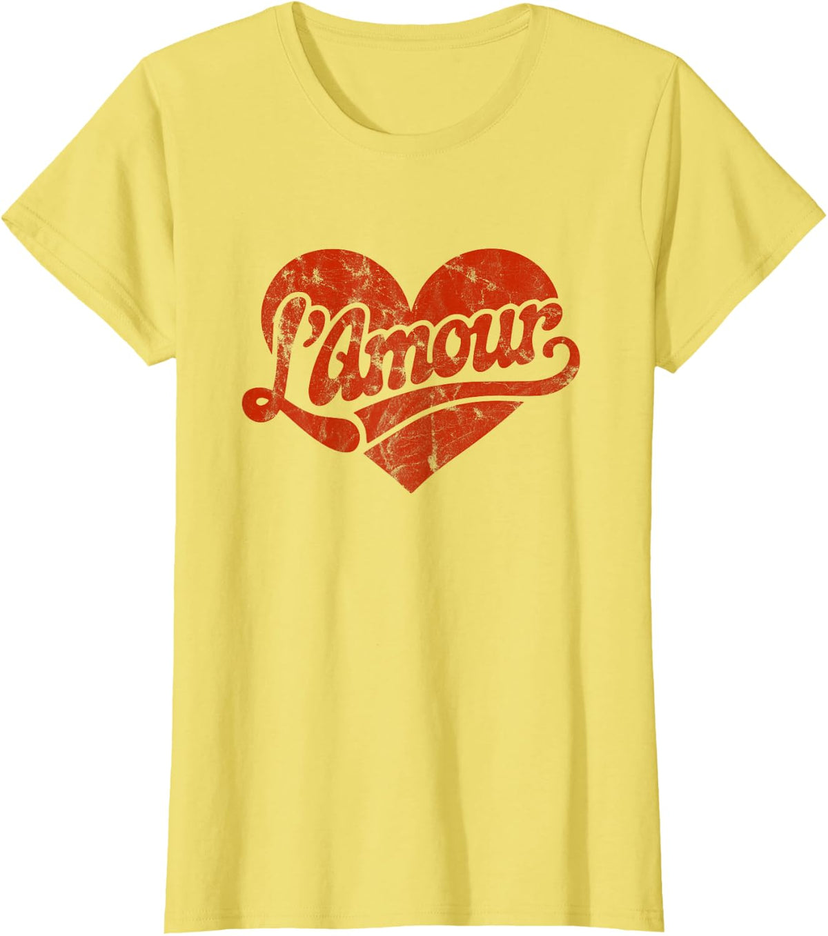 L'Amour French Retro Love T-Shirt - Lemon Yellow