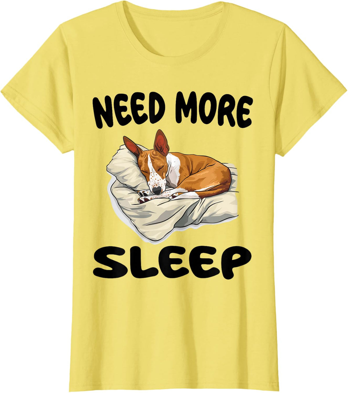 Cute Basenji Need More Sleep Pajamas Nightgown T-Shirt - Lemon Yellow