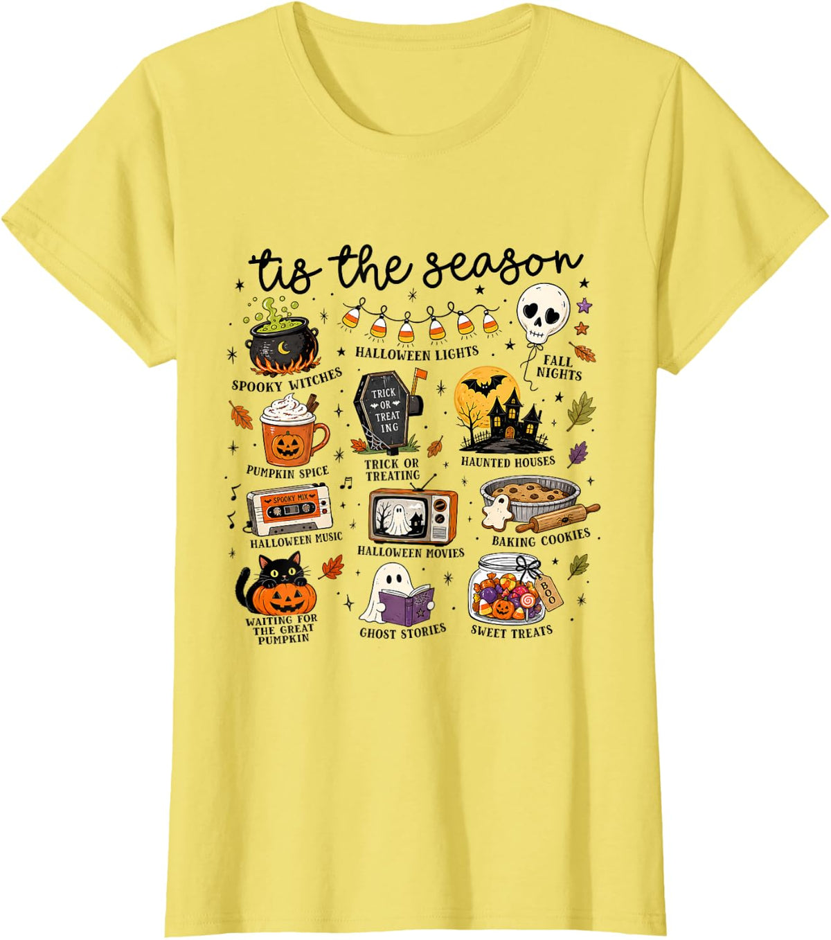 Tis The Season Spooky Fall Halloween Pumpkin Mom Women Gift T-Shirt - Lemon Yellow