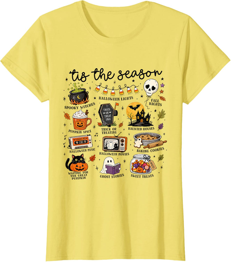 Tis The Season Spooky Fall Halloween Pumpkin Mom Women Gift T-Shirt - Lemon Yellow