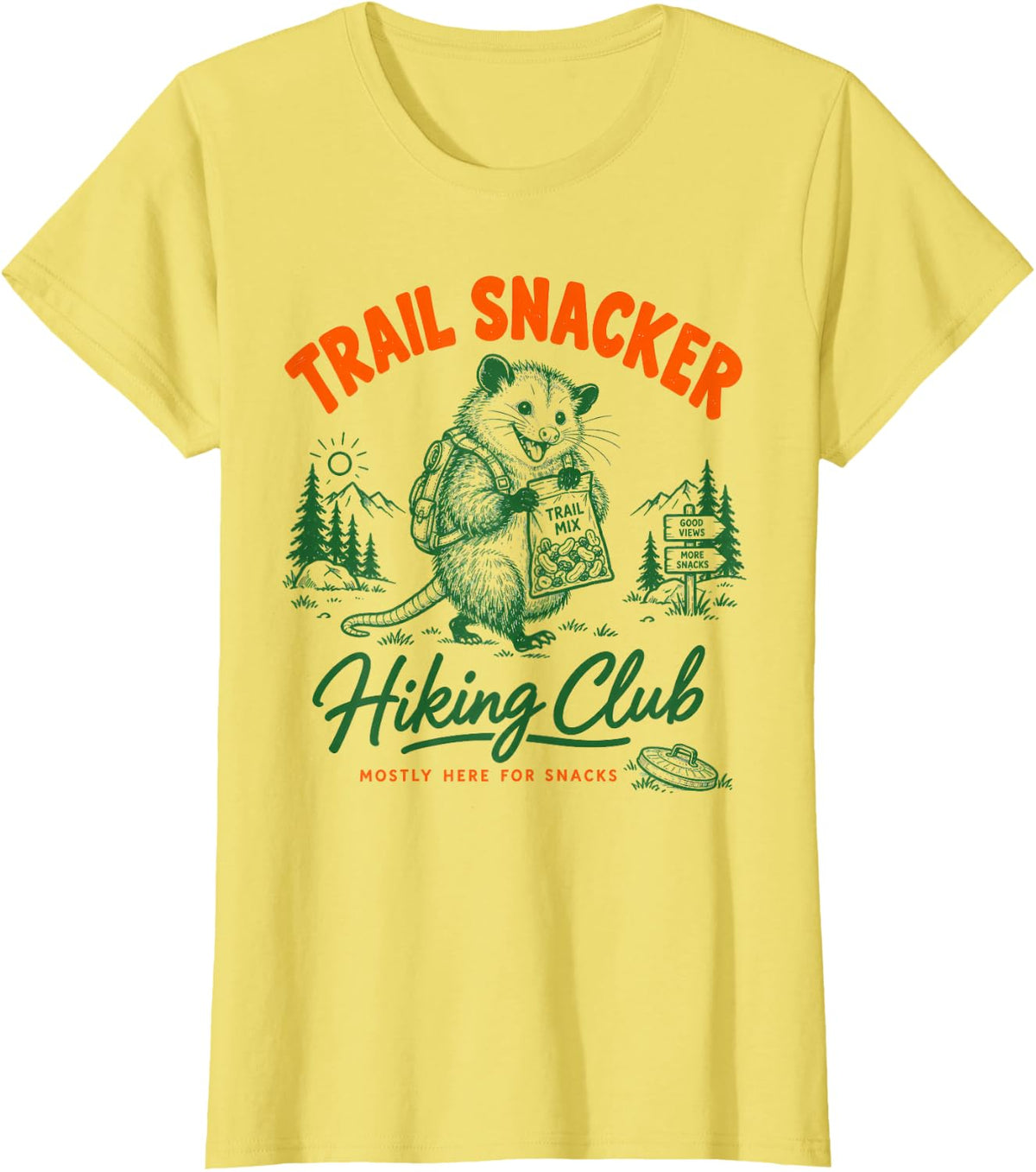 Trail Snacker Hiking Club Opossum T-Shirt - Lemon Yellow