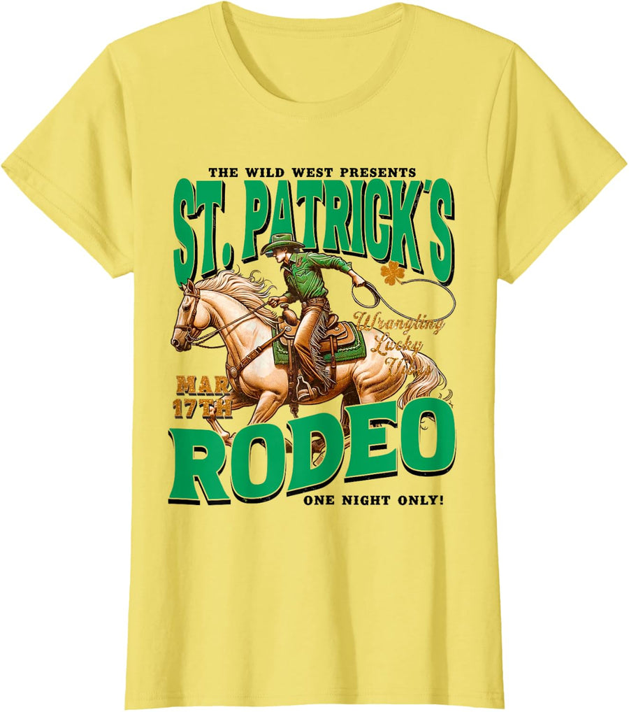 Vintage St Patricks Western St Patricks Day Irish Day T-Shirt - Lemon Yellow