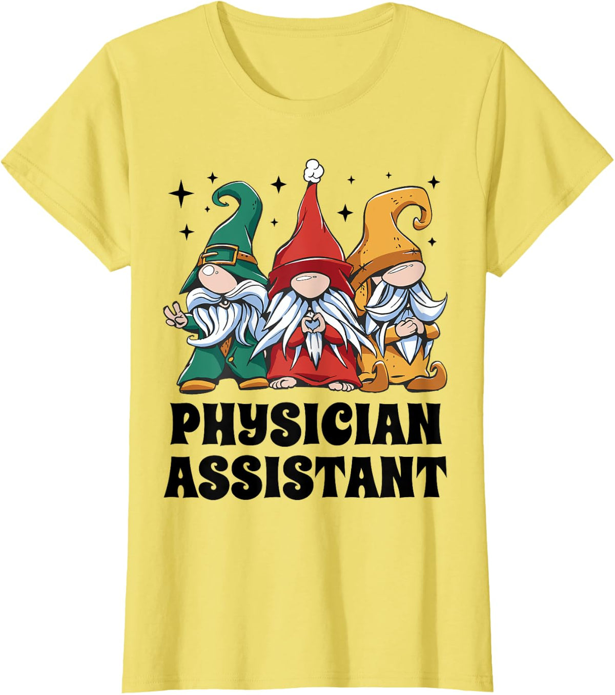 Merry Christmas Santa Gnome Funny Xmas Physician Assistant T-Shirt - Lemon Yellow