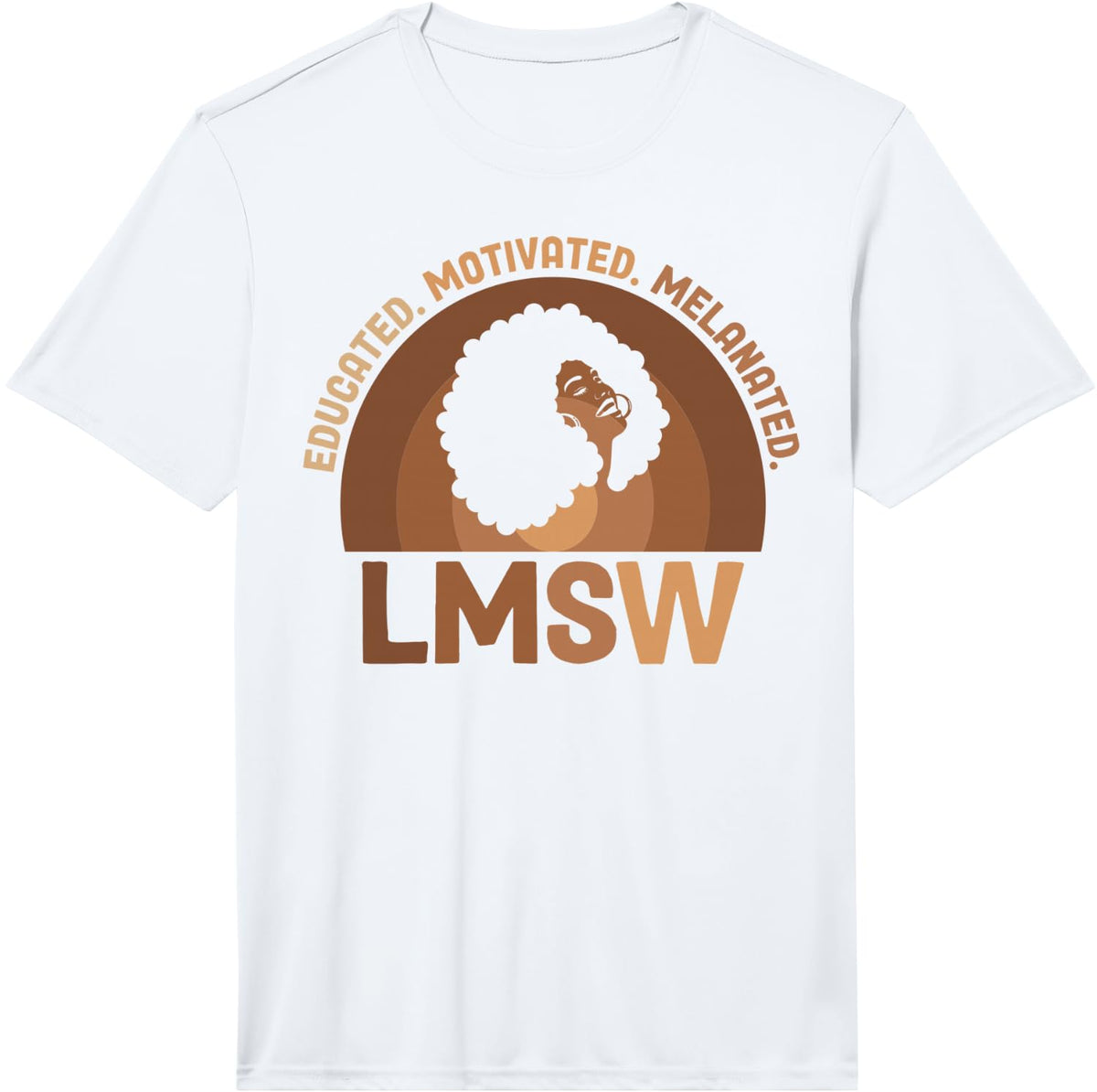 Mens Educated Melanated LMSW Black Licensed Master Social Worker Performance T-Shirt - White