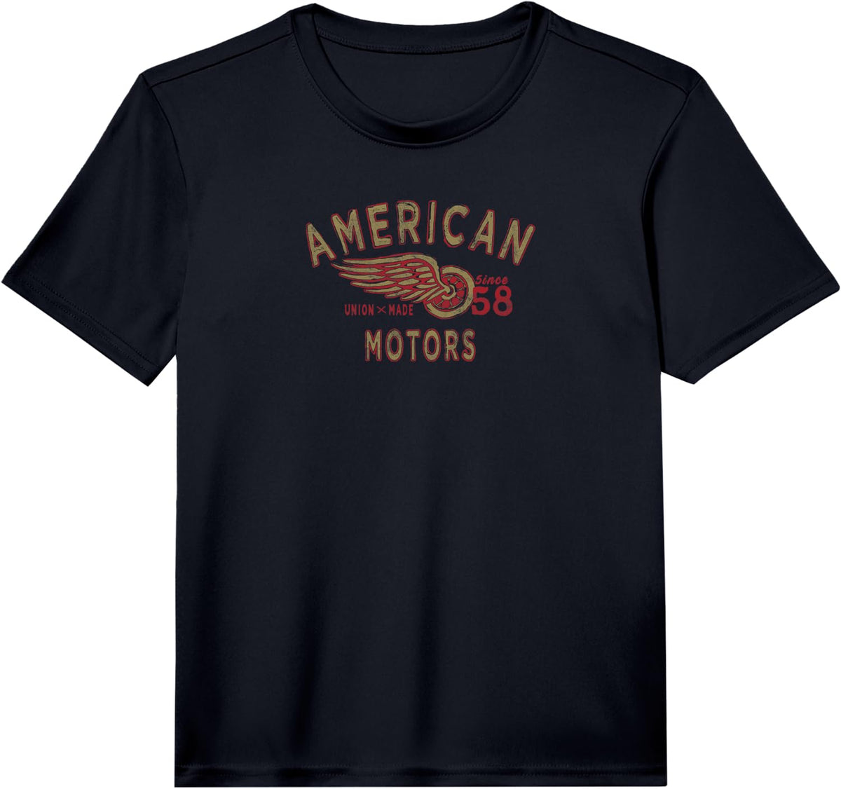 American Motors Union Made Since 58 Winged Wheel Logo Performance T-Shirt - Black