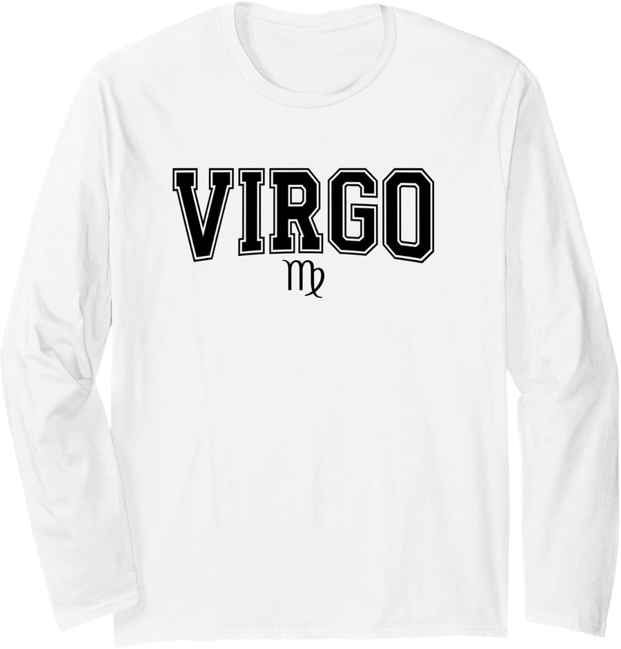 Virgo Zodiac Sign - Astrology Horoscope Maiden Long Sleeve T-Shirt - Adult Unisex White