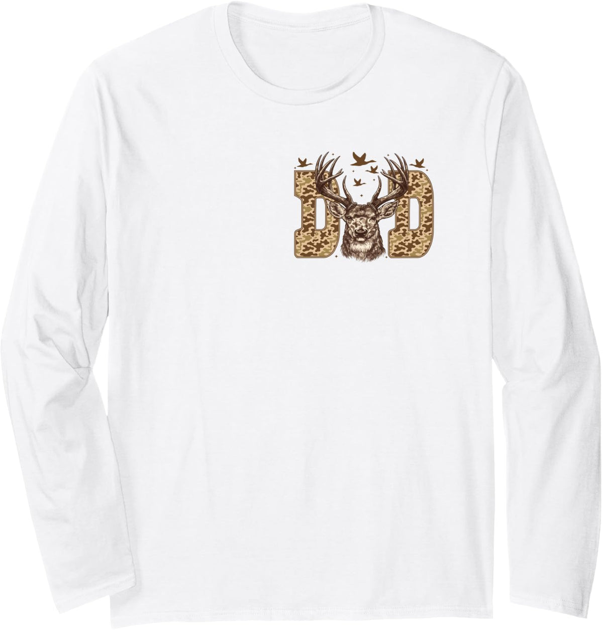 Retro Hunting Camo Dad Pocket Camouflage Dad Fathers Day Men Long Sleeve T-Shirt - Adult Unisex White
