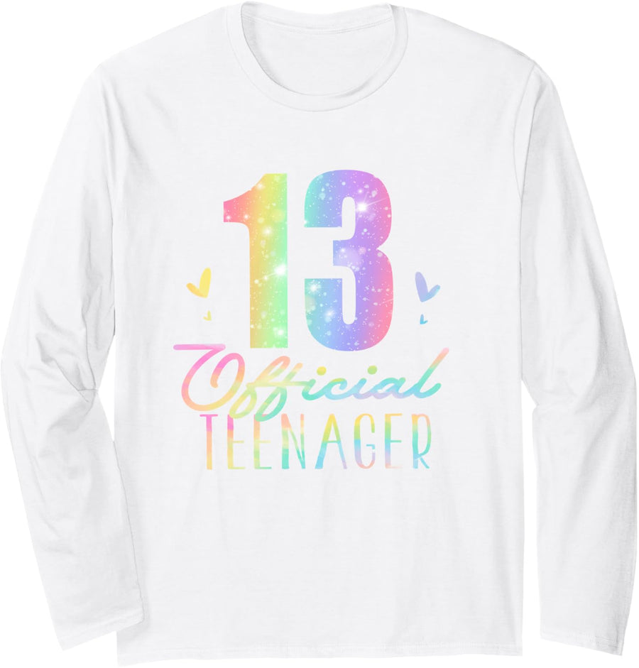 13 Official Teenager Thirteen Year Old Tie Dye 13th Birthday Long Sleeve T-Shirt - Adult Unisex White