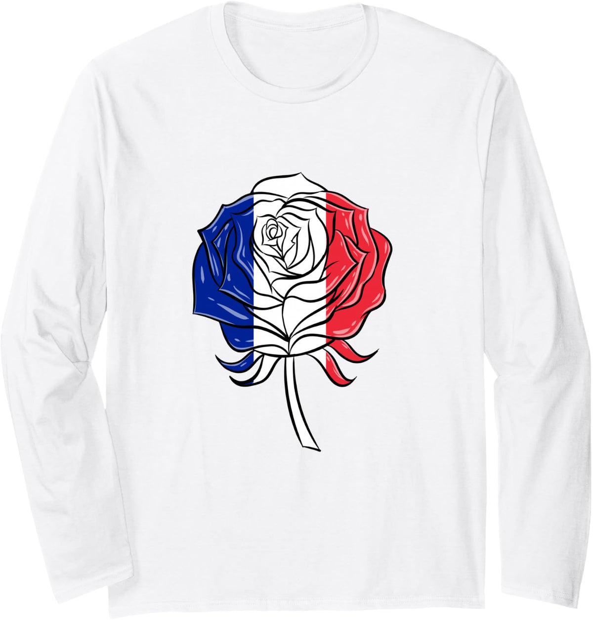 French Flag Rose French Women Long Sleeve T-Shirt - Adult Unisex White