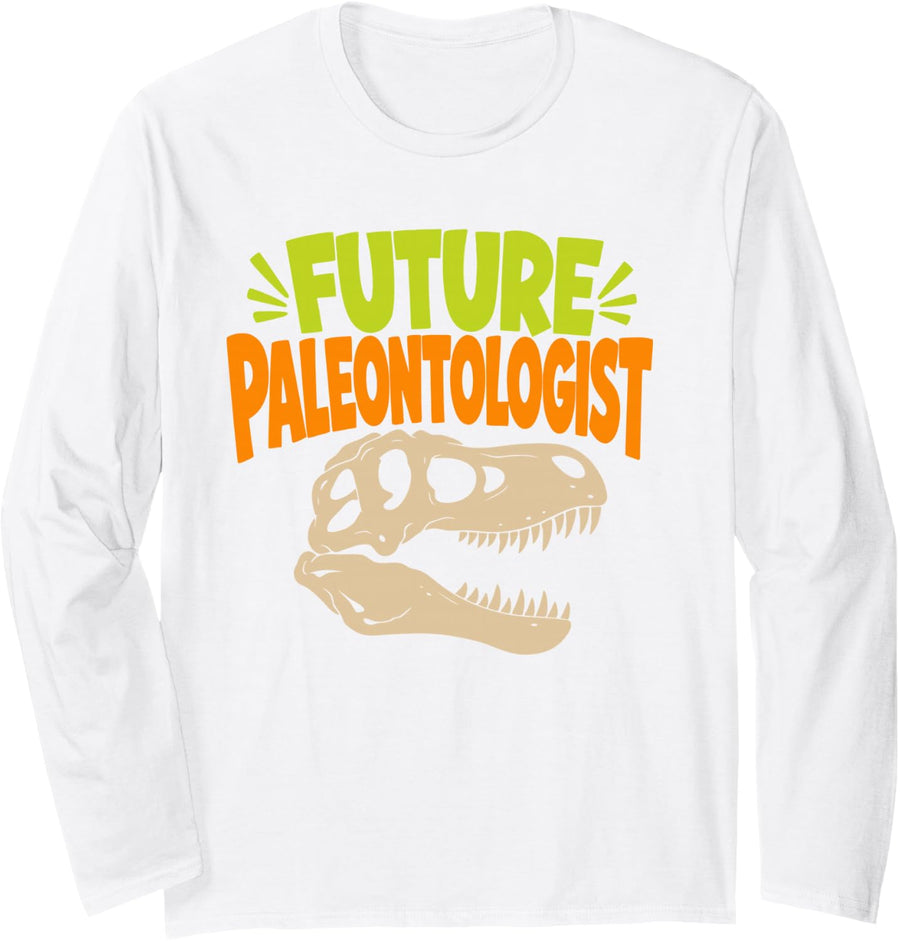 Future Paleontologist Children Kids Dinosaur Lover Long Sleeve T-Shirt - Adult Unisex White