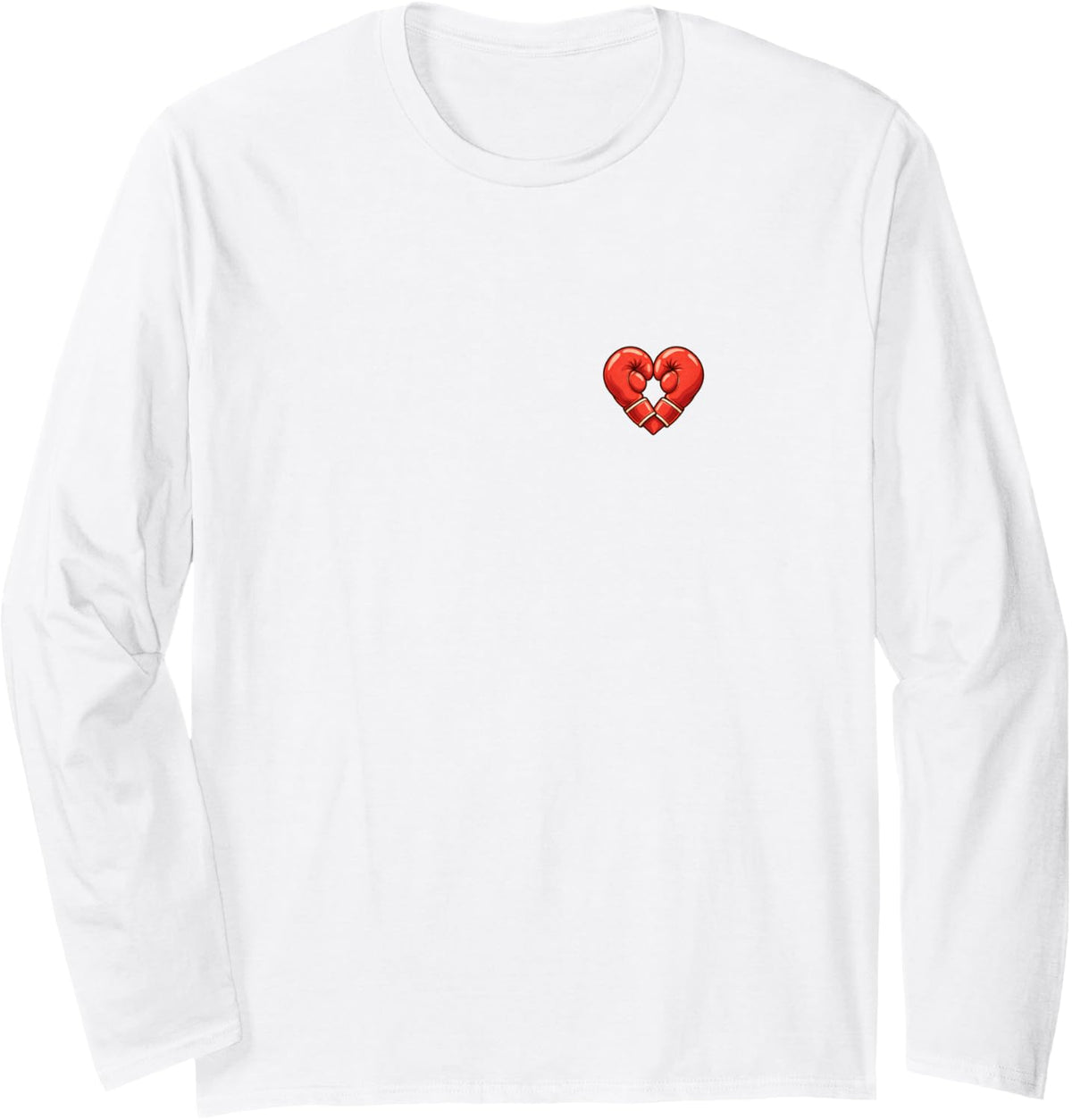 Boxing Gloves Heart Cute Minimalist Fighter Long Sleeve T-Shirt - Adult Unisex White